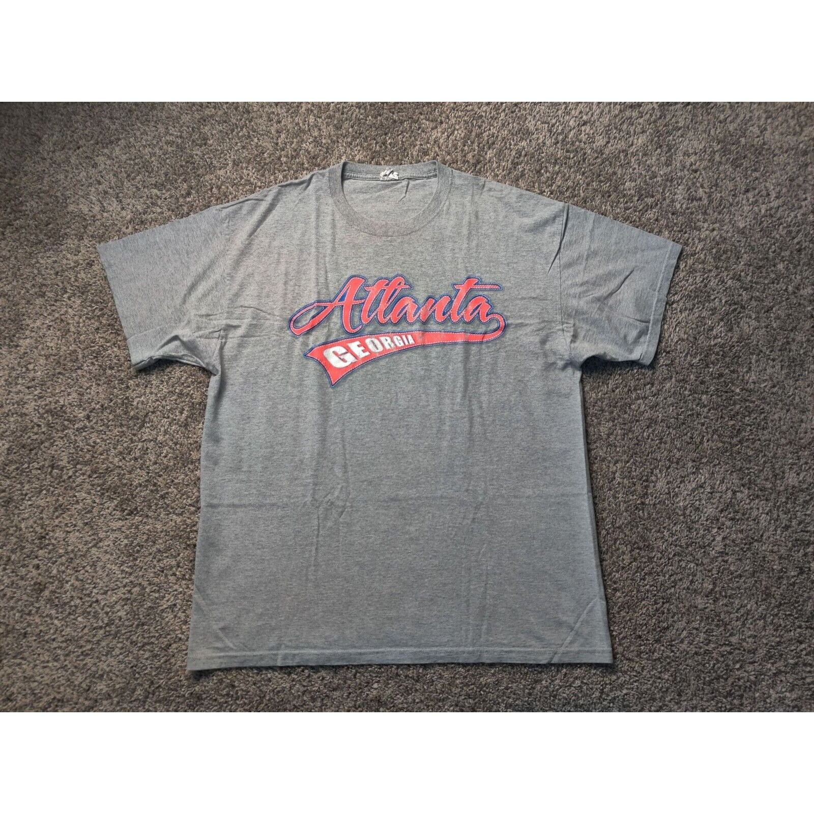 Jerzees Atlanta Gerogia Shirt Adult Mens XL Gray Red Spell Out Size US XL / EU 56 / 4 - 1 Thumbnail