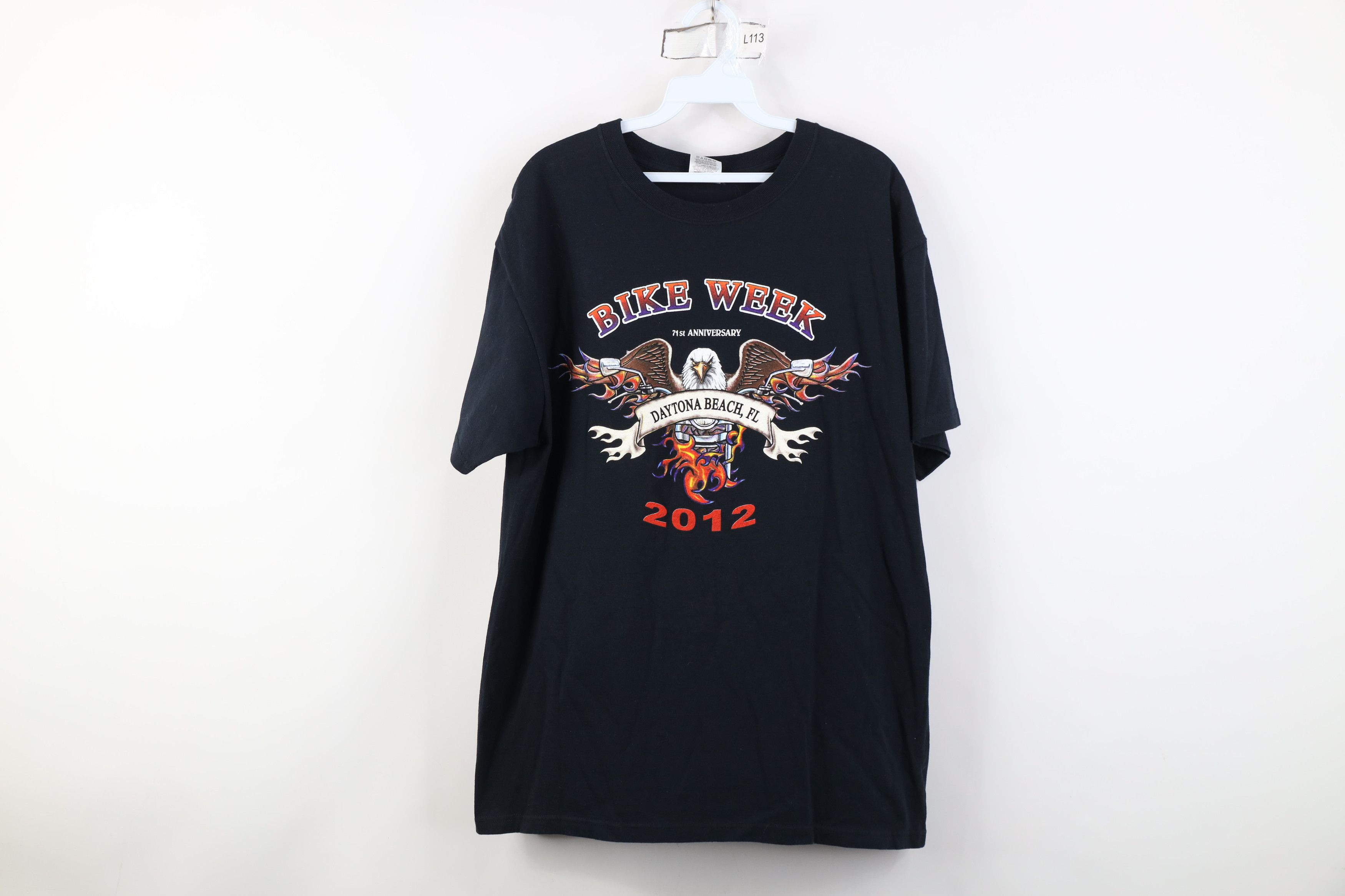 Vintage Vintage Y2K 2012 Daytona Bike Week Eagle Fire Flames T-Shirt Size US L / EU 52-54 / 3 - 1 Thumbnail