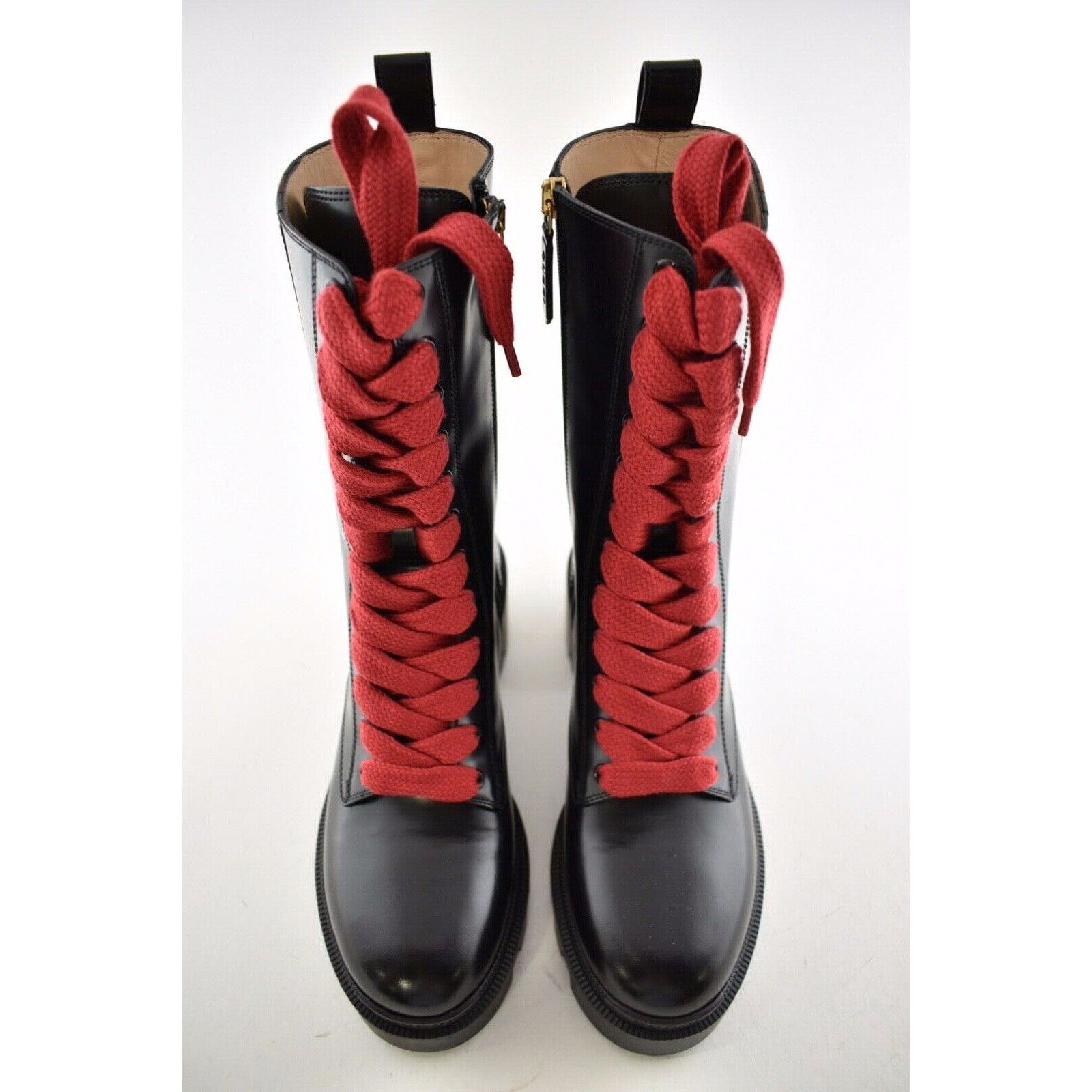 Gucci Gucci Trip Black Leather Red Green Web Stripe Mid Calf Block Size US 5 / IT 35 - 7 Thumbnail