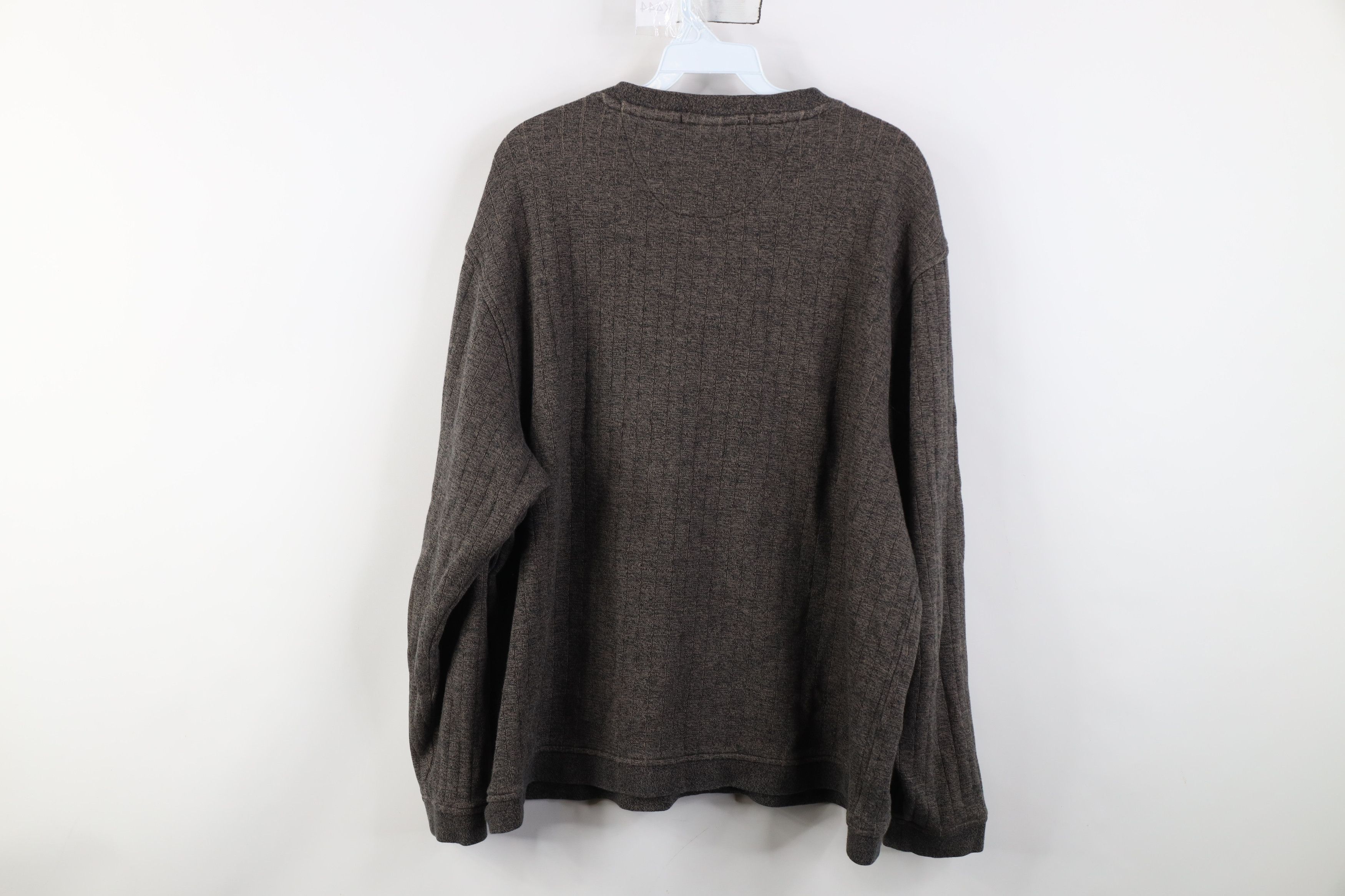 Vintage Vintage 90s Perry Ellis Ribbed Knit V-Neck Sweater Brown Size US L / EU 52-54 / 3 - 9 Thumbnail