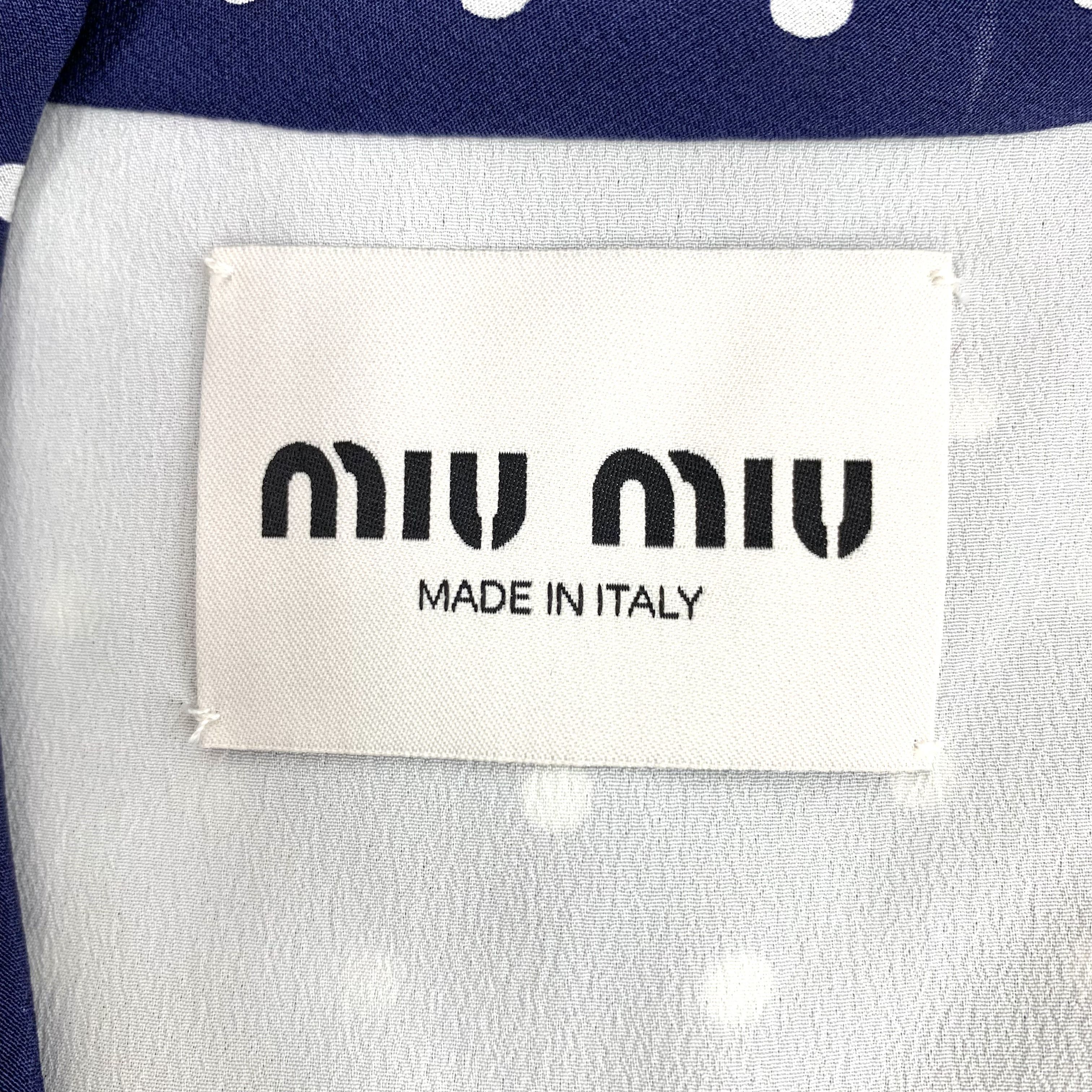 Miu Miu MiuMiu Polka Dot Silk V-NeckShort Sleeve Dress (Size XS) Size XS / US 0-2 / IT 36-38 - 4 Thumbnail