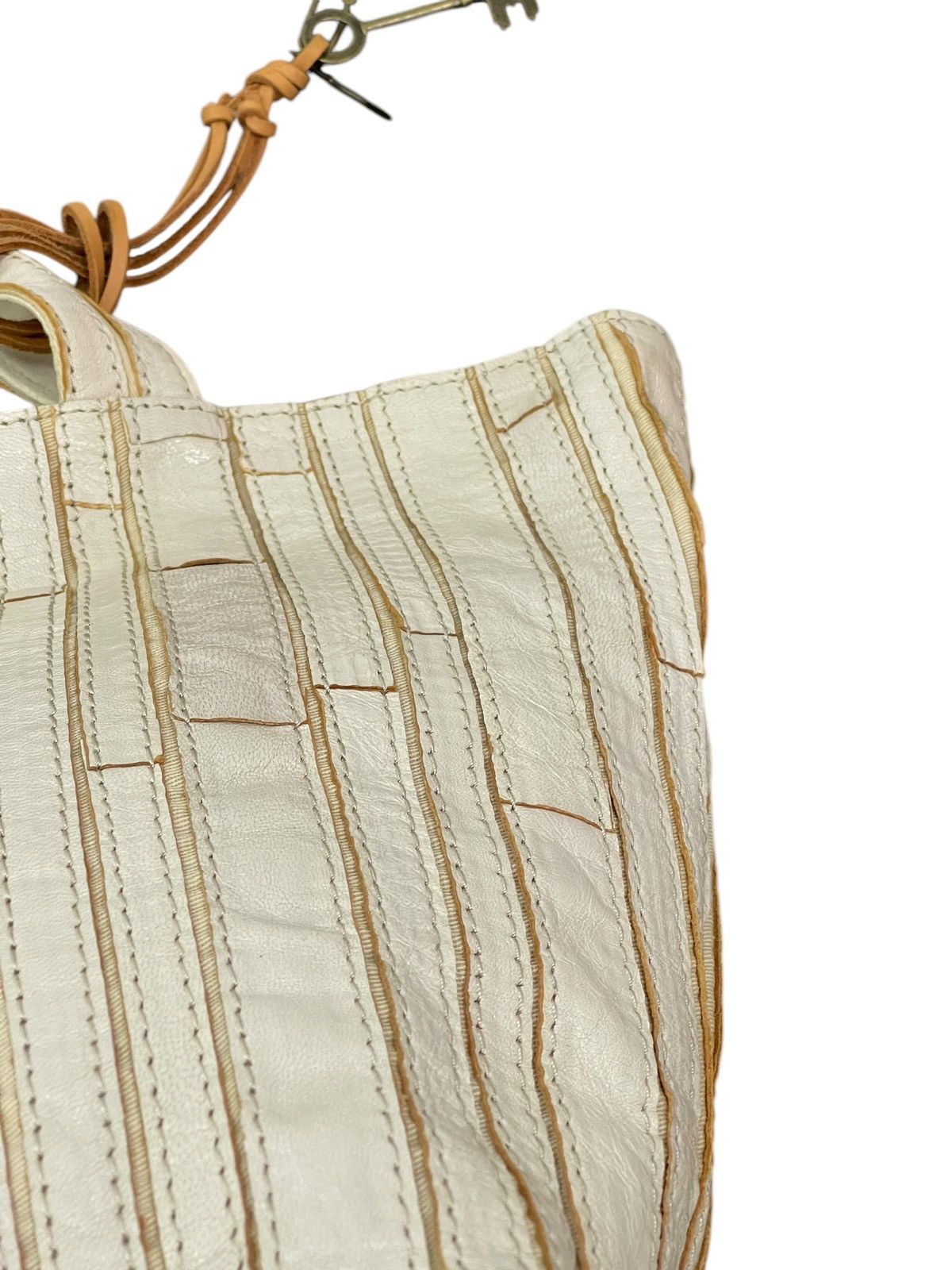 Genuine Leather Leather Patchwork Striped Trideep Tote Shoulder Bag 1🟩5 Size ONE SIZE - 10 Thumbnail