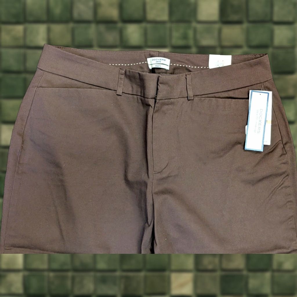 Dockers DOCKERS Pants Petite Mid Rise Ideal Fit 12P Short Brown Cotton Womens Metro Pants Size 34" / US 12 / IT 48 - 1 Thumbnail