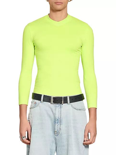 oc11z0124 Balenciaga Tab Fitted V-Neck Long Sleeve T-Shirt
