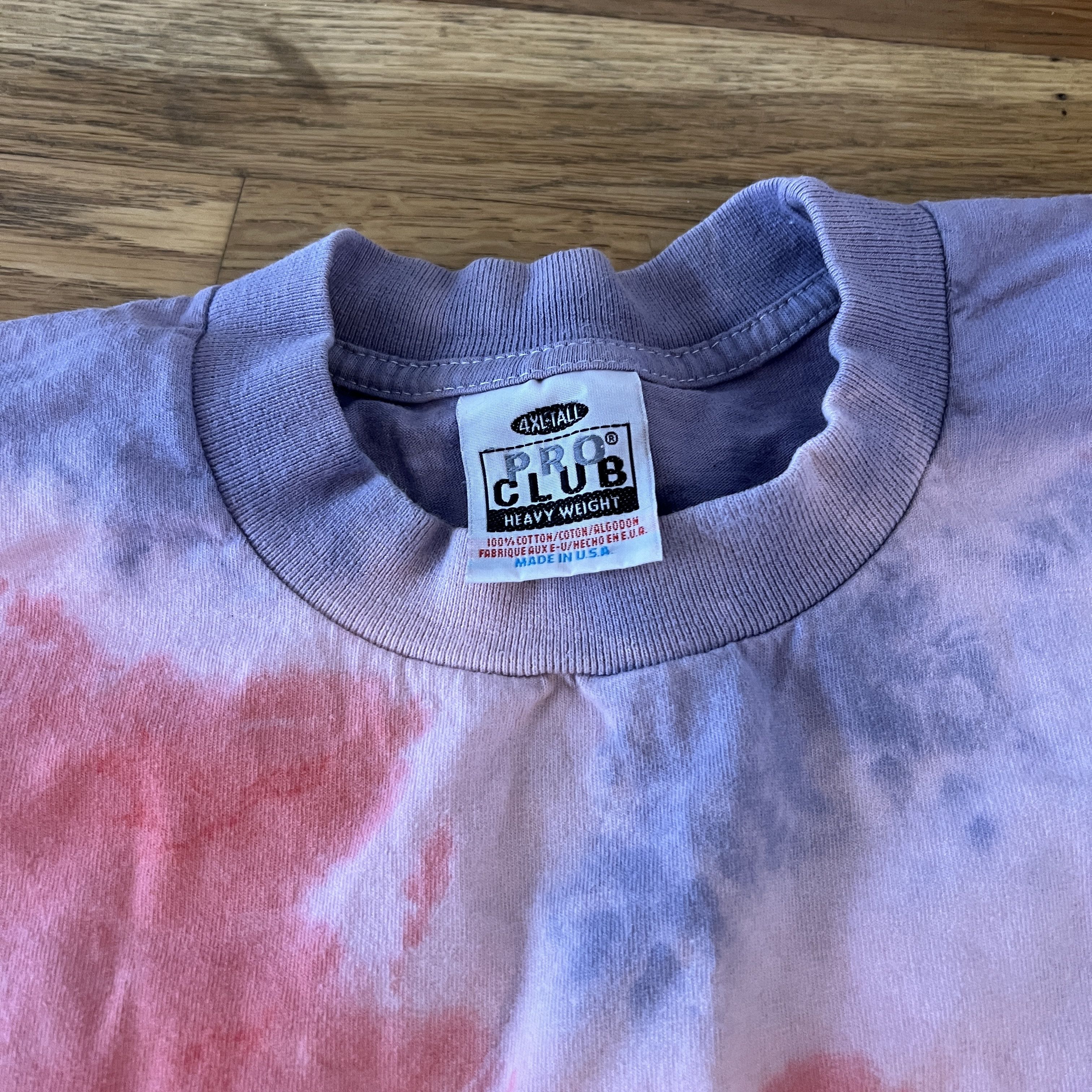 Vintage Pro-Club Pink Tie-Dye USA MADE Heavyweight - Men's 4XL-Tall Size US XXL / EU 58 / 5 - 2 Thumbnail