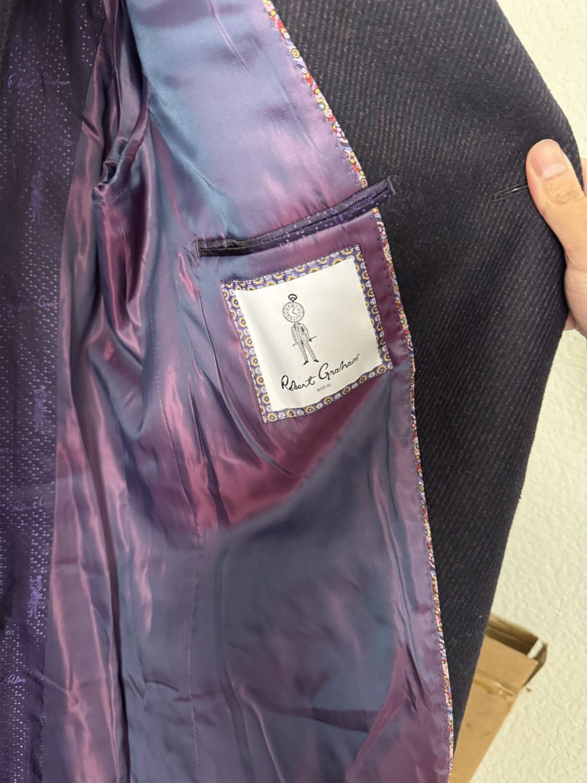 Robert Graham Robert Graham Purple Wool Peak Label Long Overcoat 42R Size US L / EU 52-54 / 3 - 2 Thumbnail
