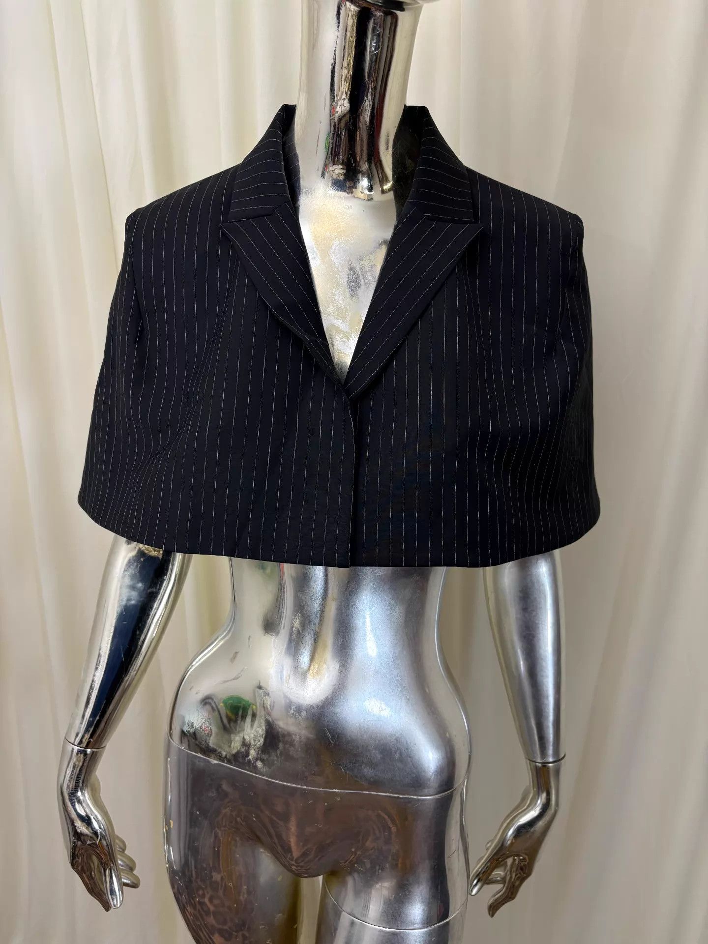 Mowalola MOWALOLA Pin Striped Wool Suit-Style Cape Vest Top Size S / US 4 / IT 40 - 2 Thumbnail