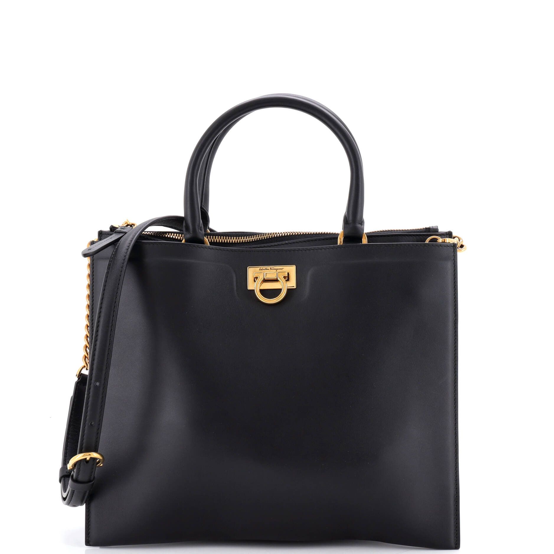 Salvatore Ferragamo Convertible Trifolio Chain Zip Tote Size ONE SIZE - 1 Thumbnail