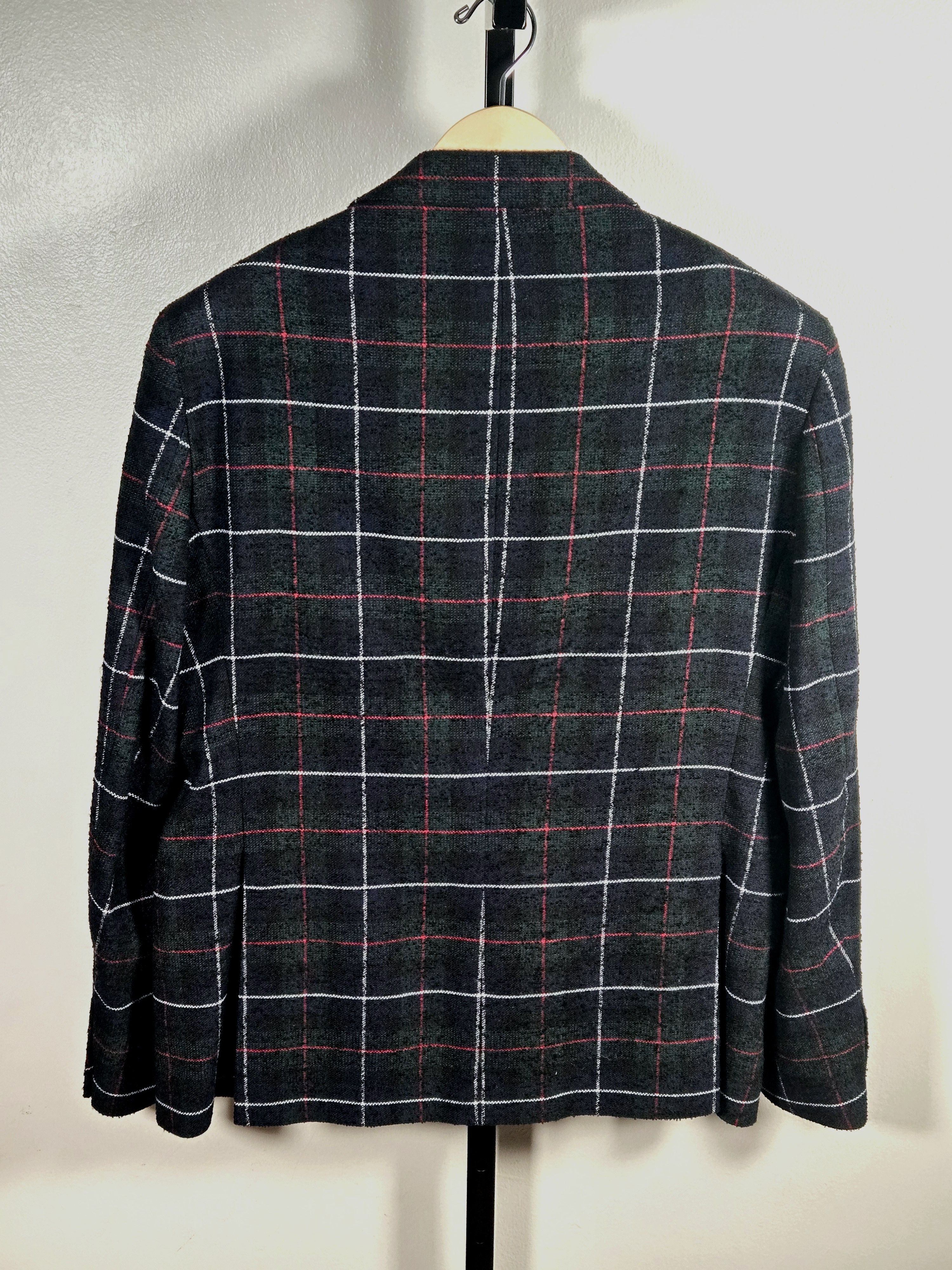 Manuel Ritz Manuel Ritz XL/EU 56 Navy Satin/Tartan Plaid Formal Jacket Size 46R - 2 Thumbnail