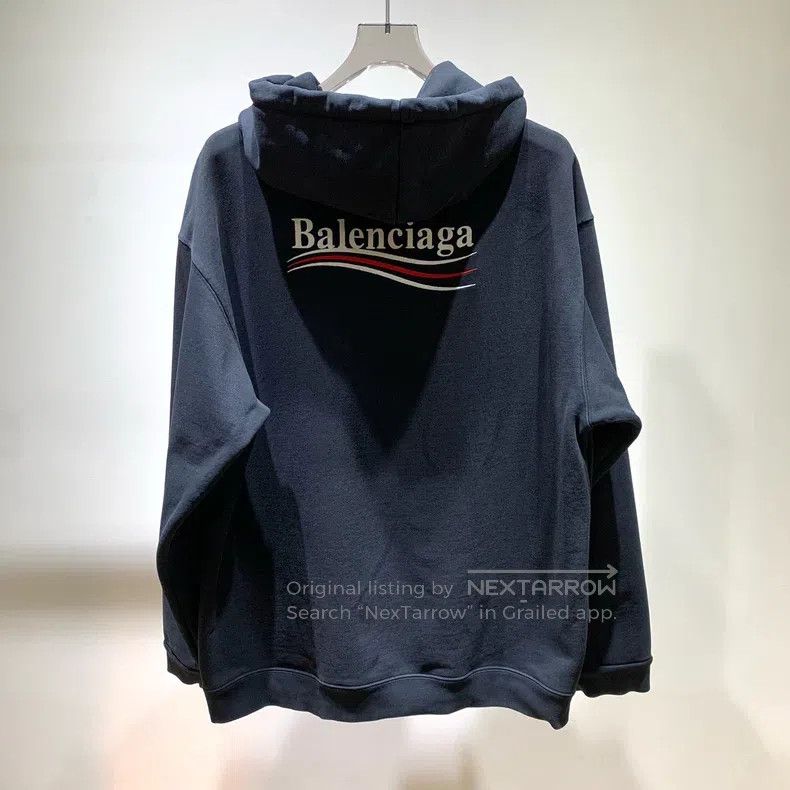 Balenciaga Balenciaga Embroidered Wave Logo Hooded Sweatshirt Size US XL / EU 56 / 4 - 7 Thumbnail