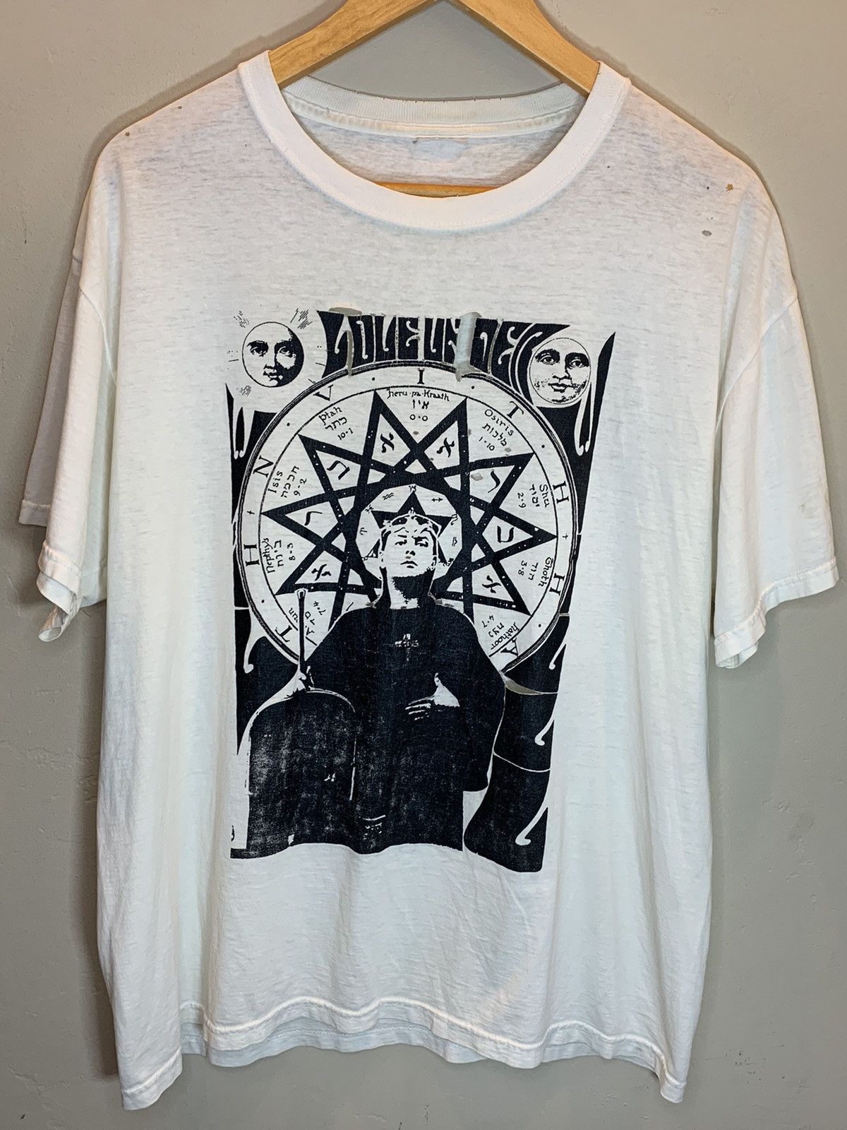 Vintage RARE Vintage 80’s Aleister Crowley Occult Art Portrait Shirt Size US L / EU 52-54 / 3 - 1 Thumbnail