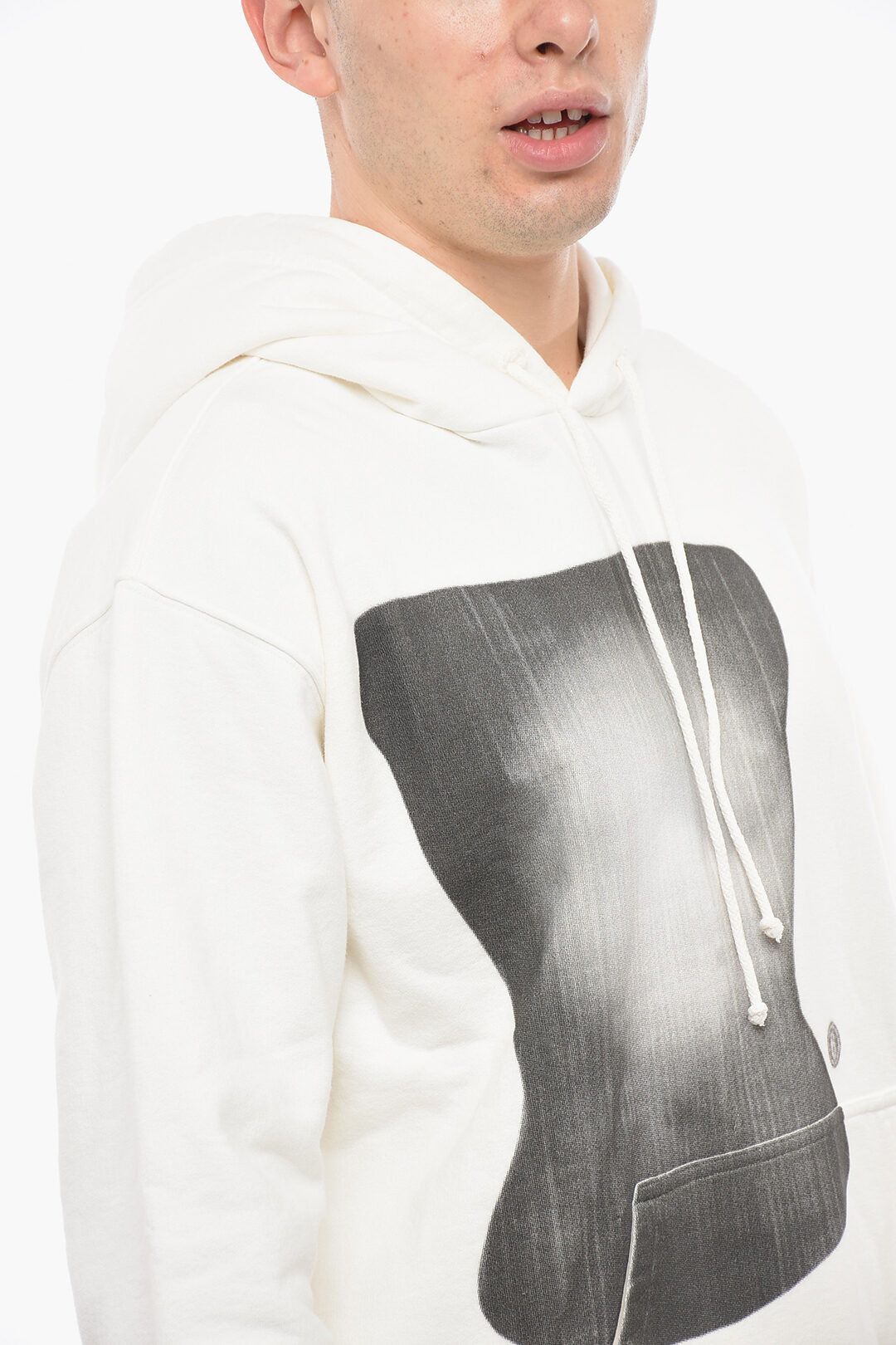 Maison Margiela og1mm1224 Unisex Brushed Cotton Printed Hoodie in White Size S / US 4 / IT 40 - 7 Thumbnail