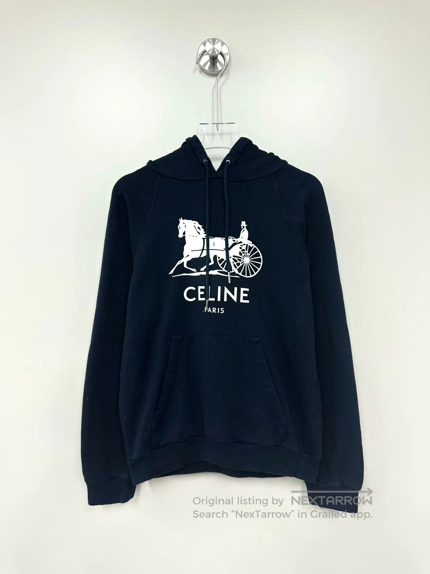 Celine CELINE Dark Blue Carriage Letter Logo Hooded Sweatshirt| Size US M / EU 48-50 / 2 - 1 Thumbnail