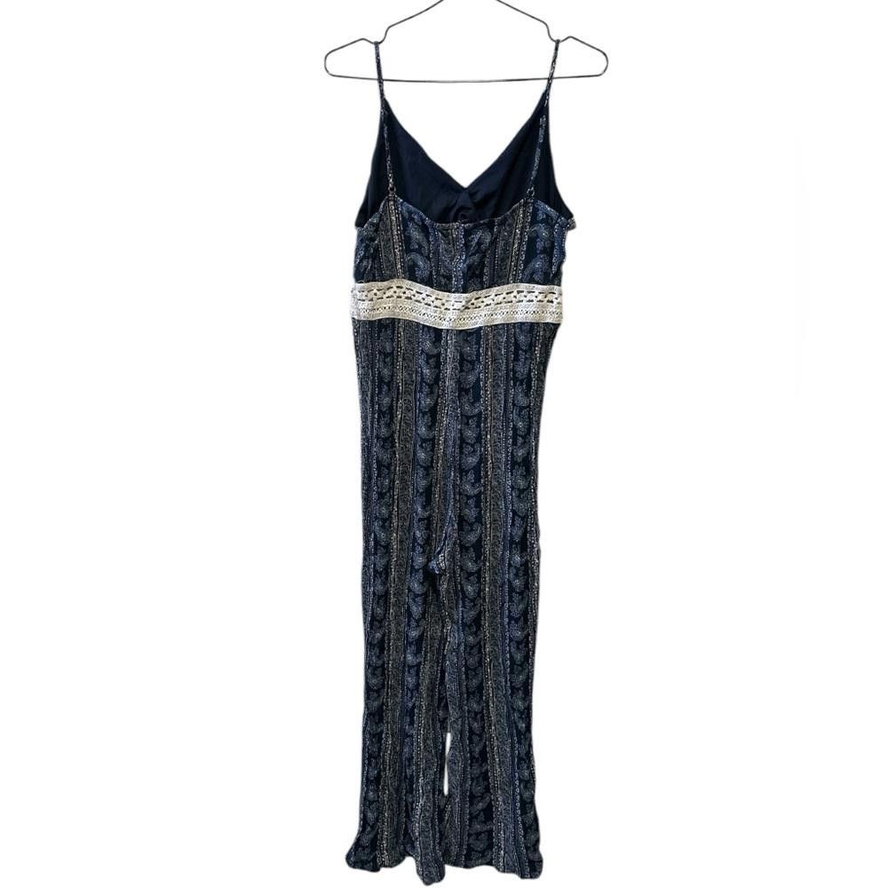 Designer Blue and White Paisley Print Jumpsuit Size 36" / US 14 / IT 50 - 5 Thumbnail