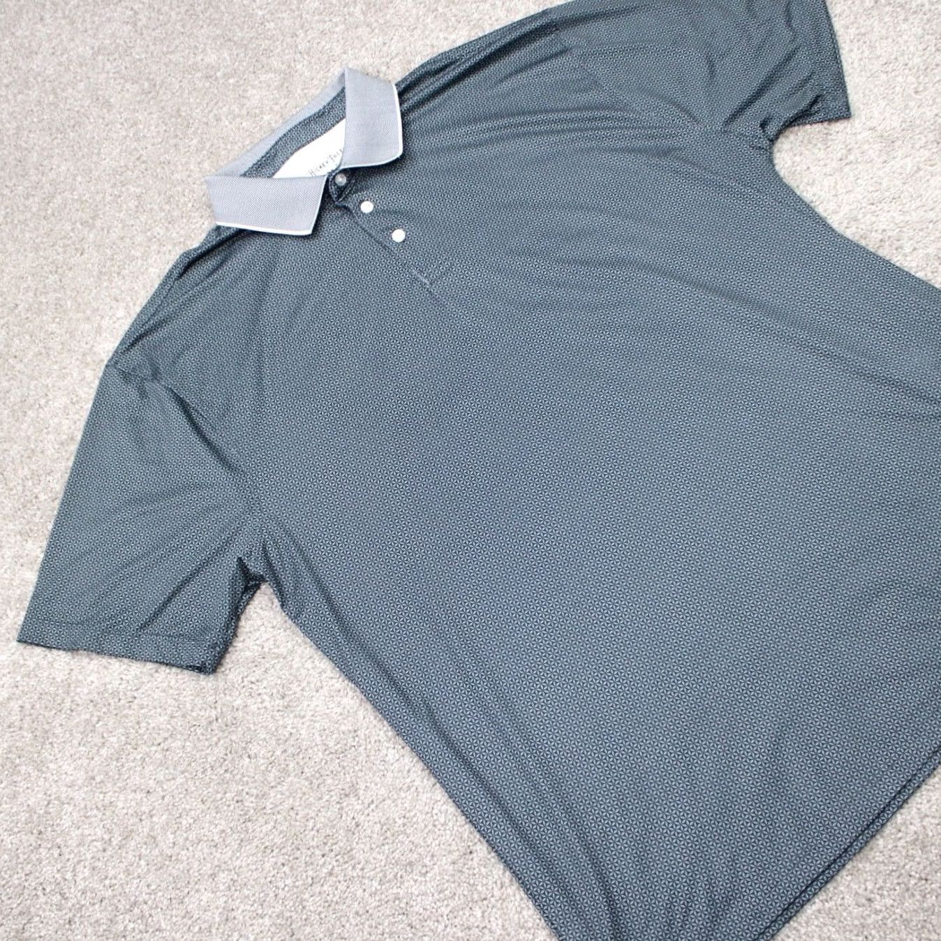 Vintage Hickey Freeman Polo Shirt Mens 2XL Gray Geometric Golf Poly Stretch S/S Polo Shirt Regular Fit Mens Casual Shirt Size US XXL / EU 58 / 5 - 7 Thumbnail