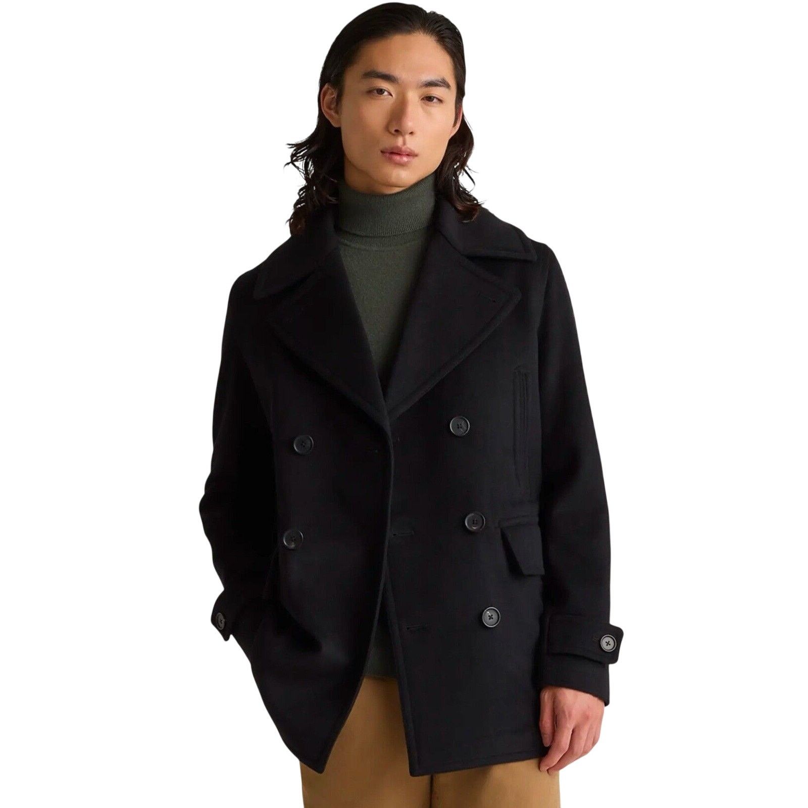 Quince Quince Italian Wool Men’s Medium Black Peacoat Size US M / EU 48-50 / 2 - 1 Thumbnail