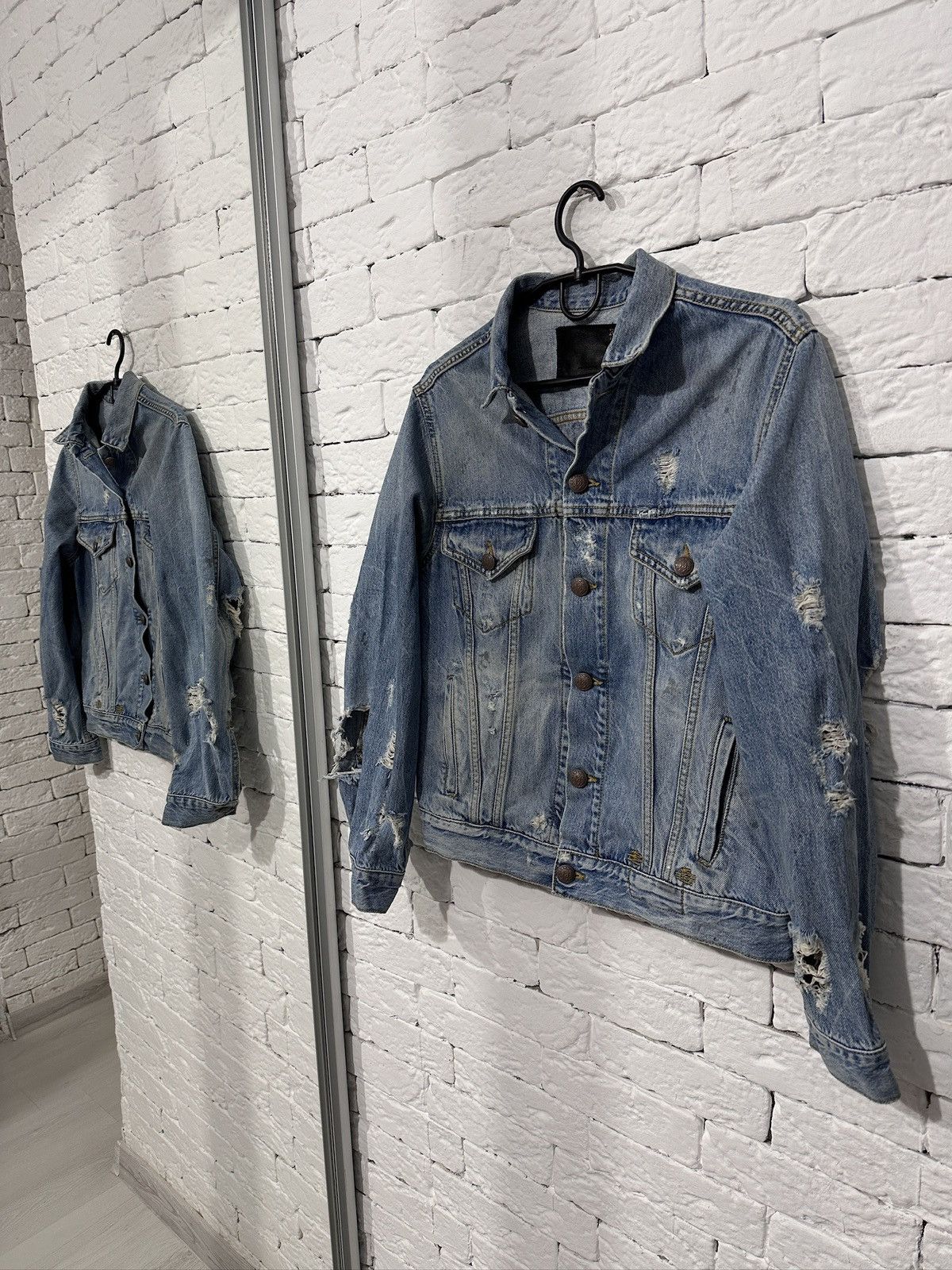 R13 Sky Trucker Distressed Denim Holly Wash Women’s XS