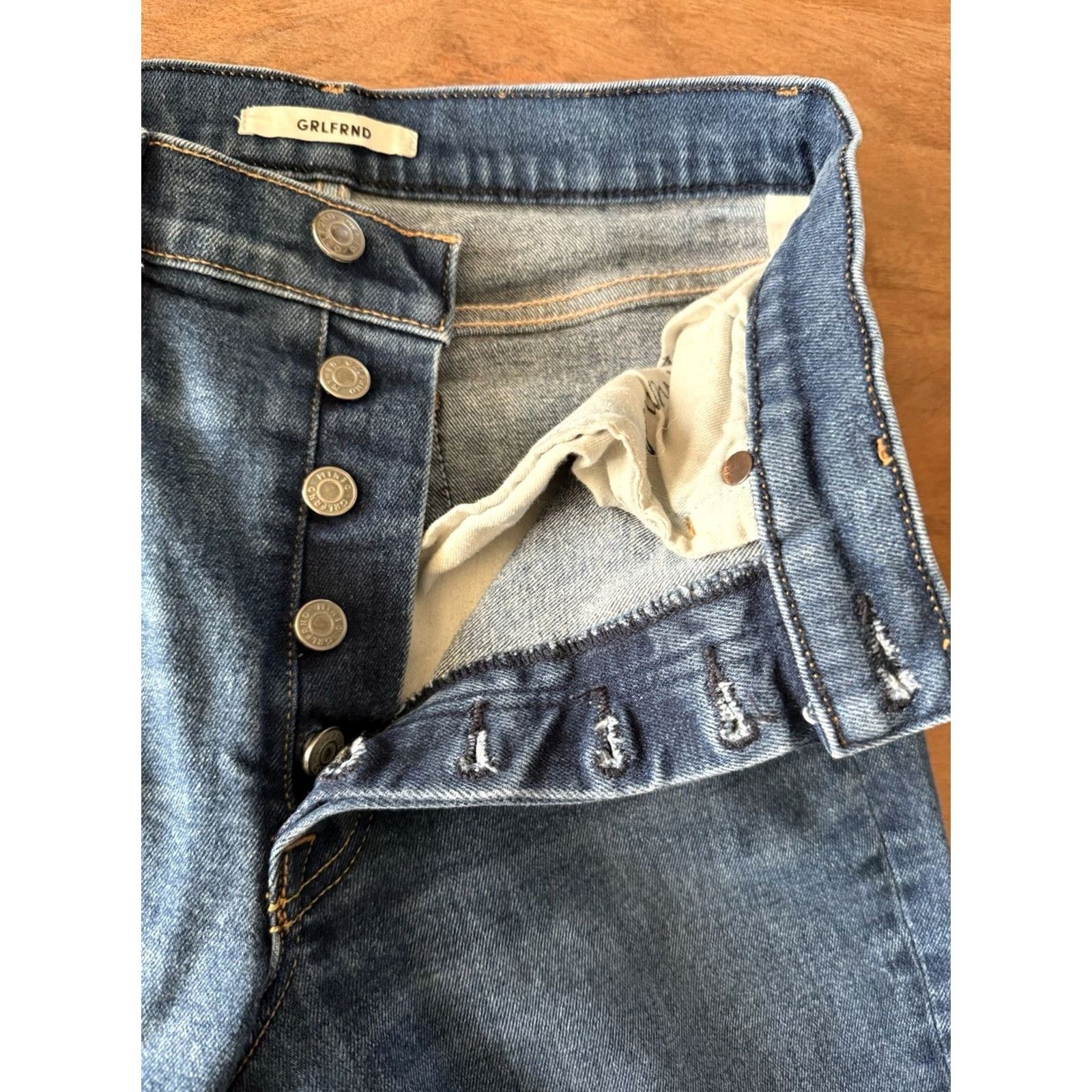 GRLFRND Grlfrnd Karolina Slim Fit High-Rise Jeans in Joan Jett Womens 27x28 Button Fly Jeans Size 27" / US 4 / IT 40 - 5 Thumbnail