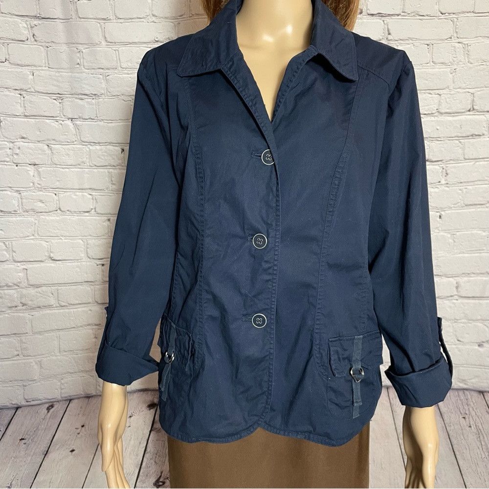 Chicos Chico's Navy Cotton Lightweight Jacket Size1 US M Size M / US 6-8 / IT 42-44 - 7 Thumbnail