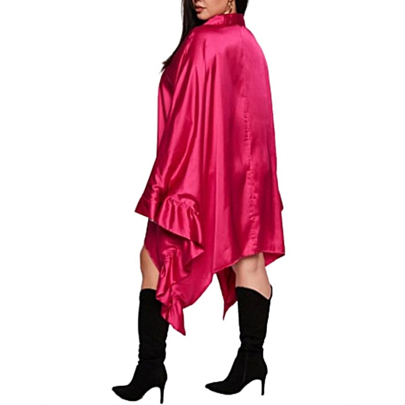 Other FUCSCHIA ☆ SATIN ☆ RUFFLED ☆ BATWING SHIRTDRESS ☆ 2x ☆ NWT Size XXL / US 16-18 / IT 52-54 - 5 Thumbnail