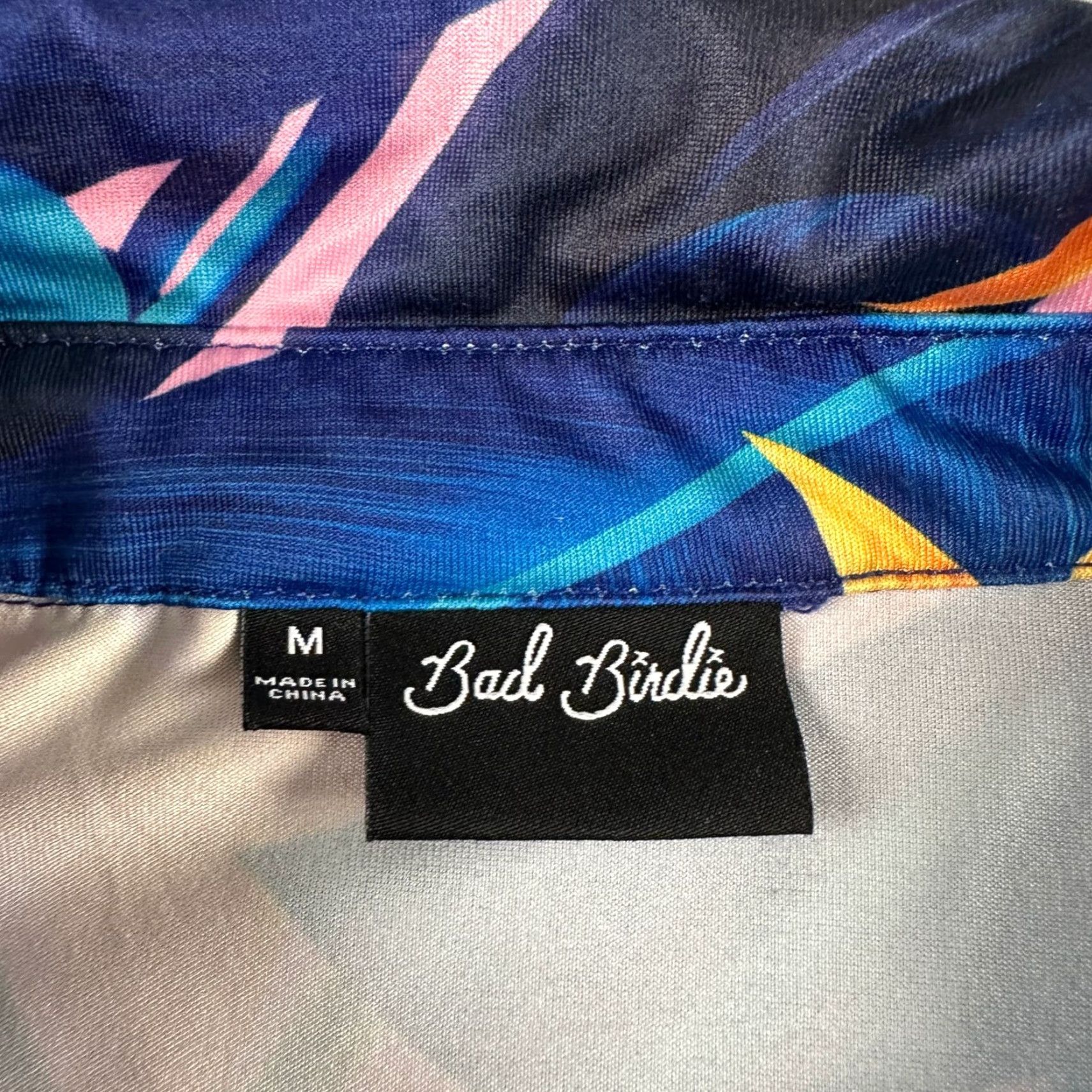 Vintage Bad Birdie Polo Mens M Tropical Toucan Golf Shirt Pink Blue Performance Stretch Size US M / EU 48-50 / 2 - 3 Thumbnail