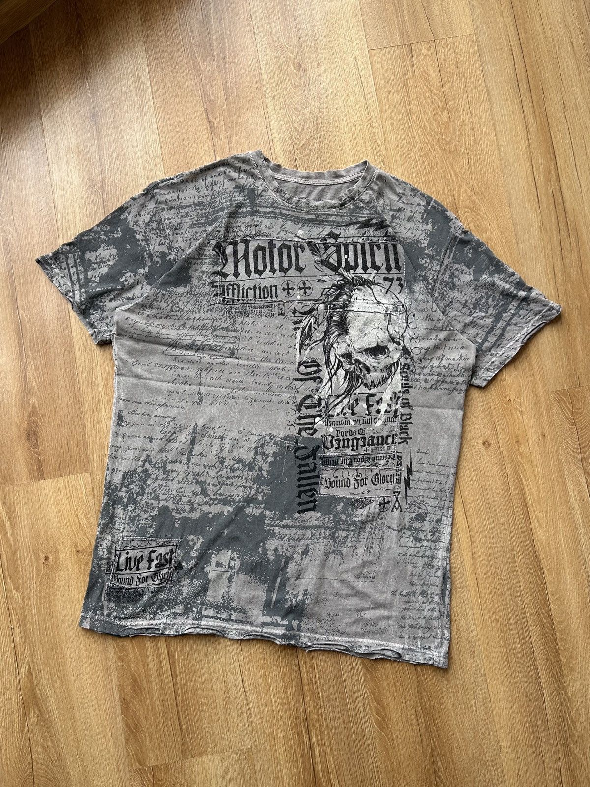 Affliction Vintage Y2K Cyber Affliction All Over Print Distressed Tee Size US XL / EU 56 / 4 - 1 Thumbnail