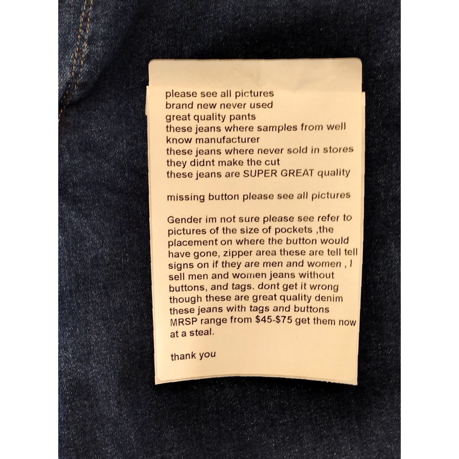 Denime Unbranded Men's Blue Denim Cropped Stretch Jeans Size 30x36 - 5-Pocket Design, Regular Fit, Mid Rise, Blue, Cotton Blend, Jeans, 90s Theme Size US 30 / EU 46 - 5 Thumbnail