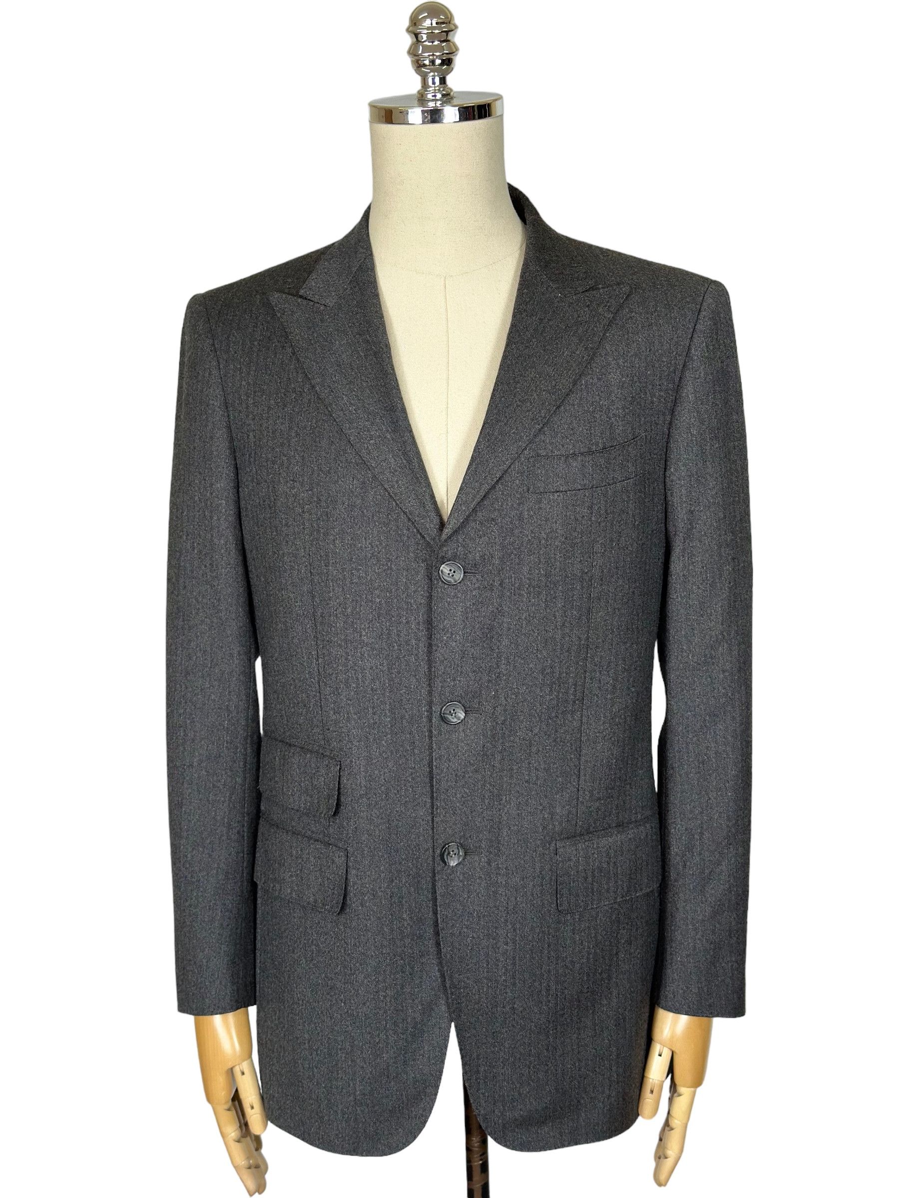 image of Suitsupply Washington Grey Herringbone Blazer Jacket Size 48, Men's