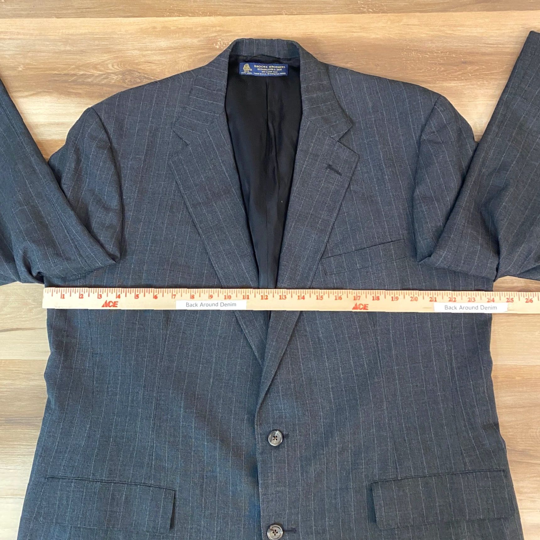 Brooks Brothers VINTAGE Brooks Brothers Sport Jacket Mens 46L Pinstripe Blazer Two Button Wool Gray Striped Business Formal Size 46R - 7 Thumbnail