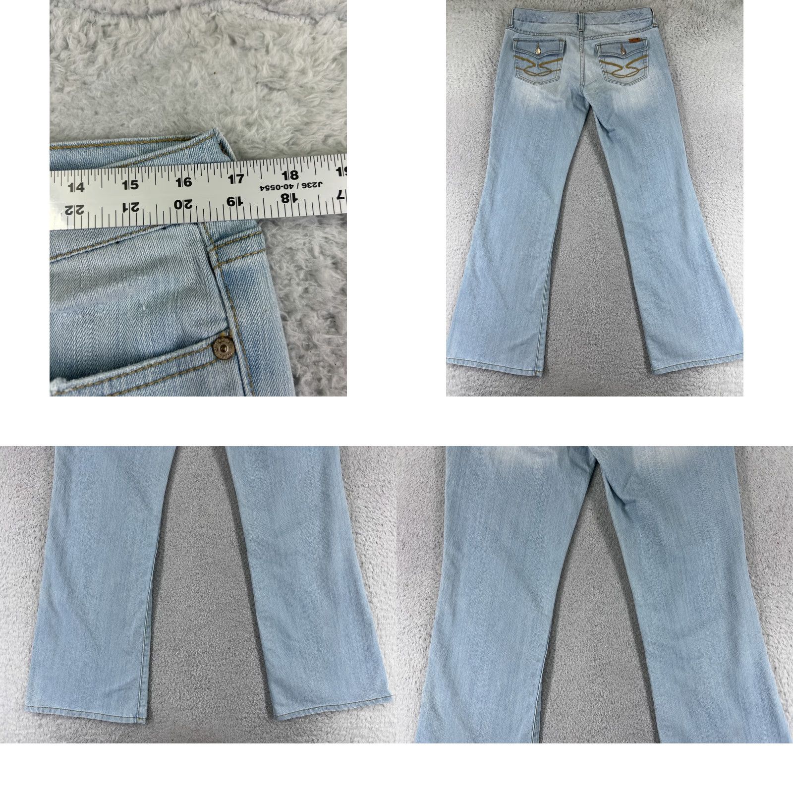 Vintage Seven7 Jeans Women 30 Blue Denim Boot Cut Light Wash Distressed 32x32 Size 30" / US 8 / IT 44 - 9 Thumbnail