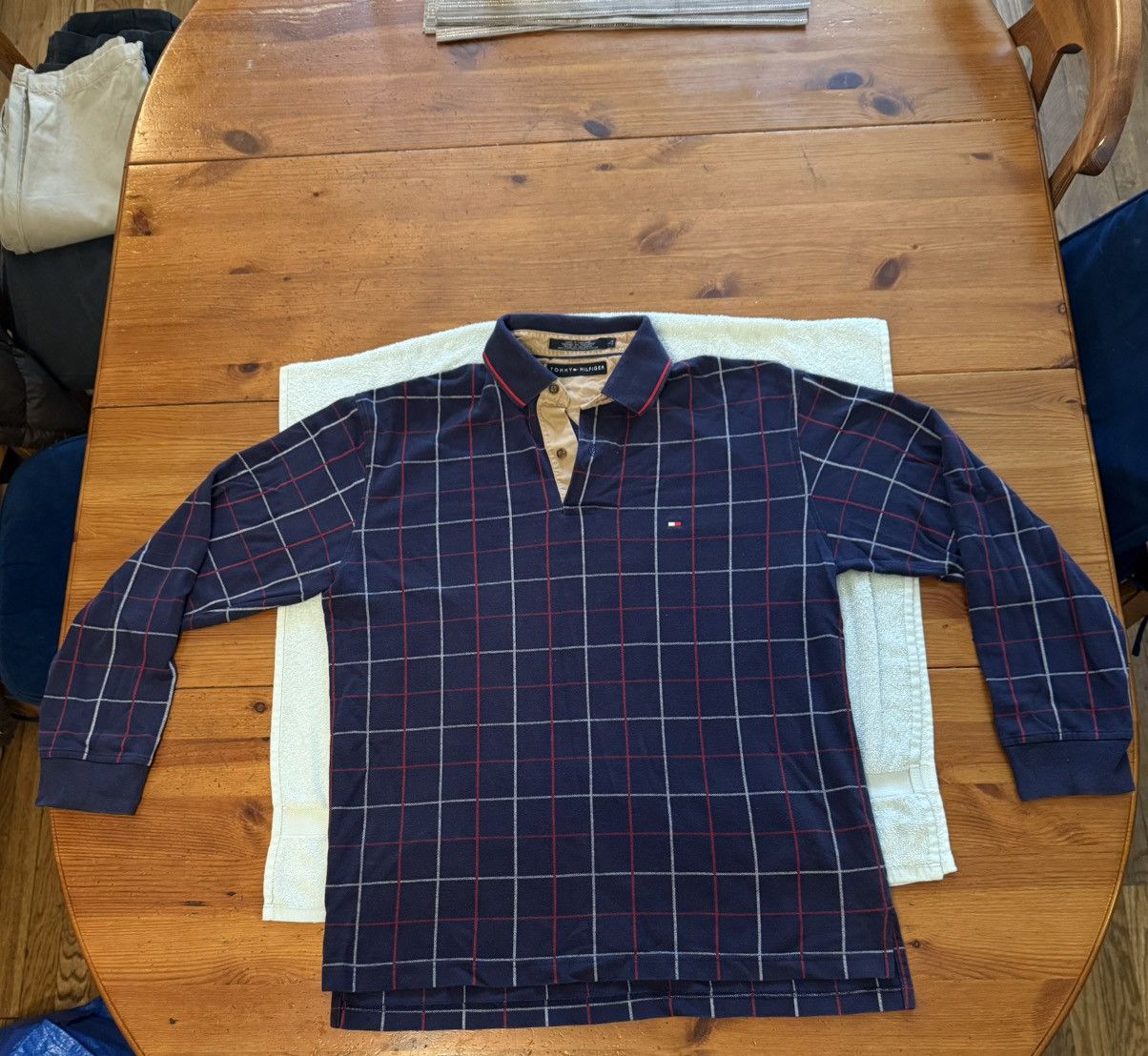 Other × Tommy Hilfiger × Vintage Vintage Plaid Tommy Hilfiger Longsleeve Polo Size US L / EU 52-54 / 3 - 1 Thumbnail