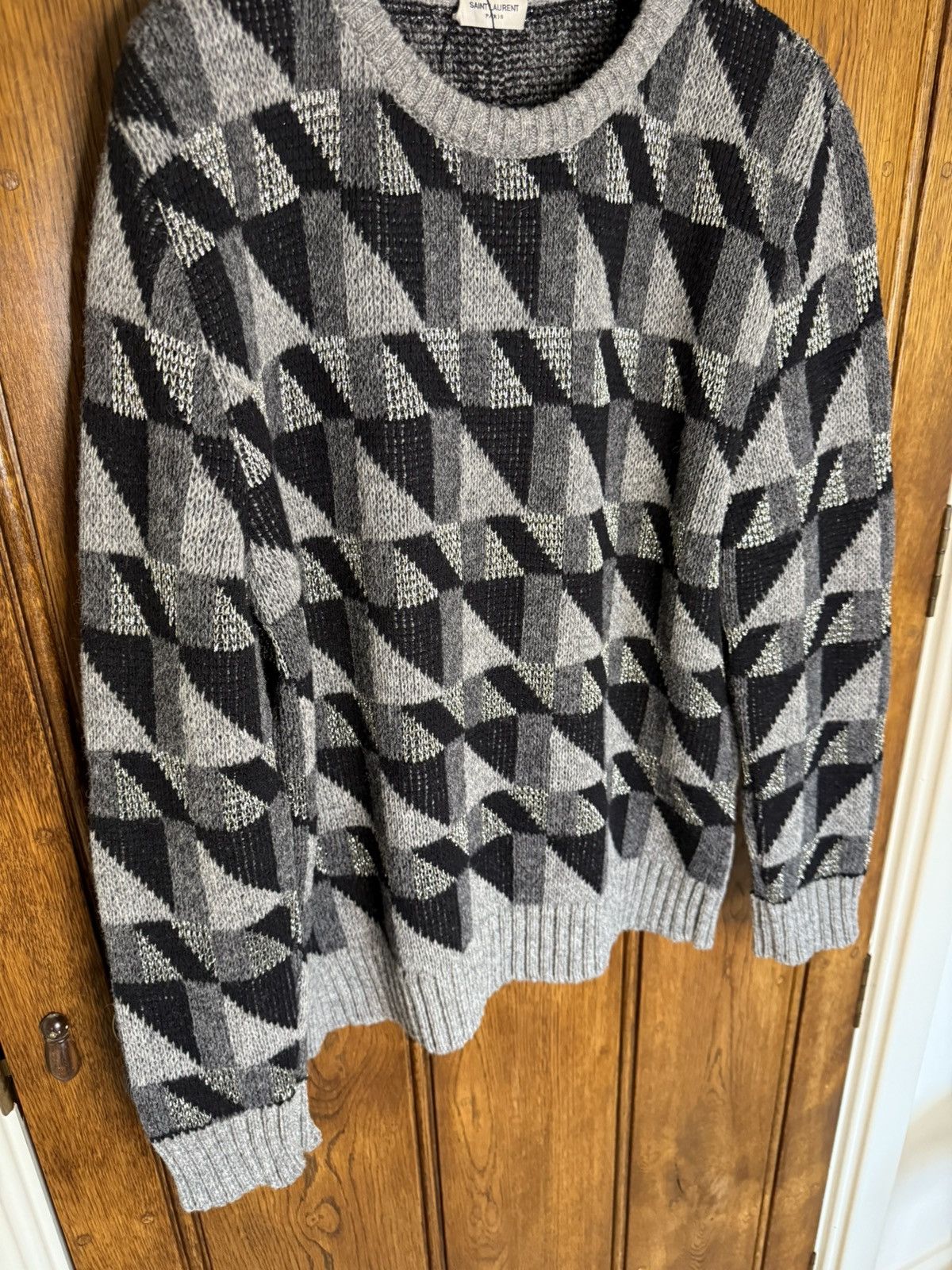 Saint Laurent Paris FW15 Grail Saint Laurent geometric metallic sweater Hedi XL Size US XL / EU 56 / 4 - 11 Thumbnail