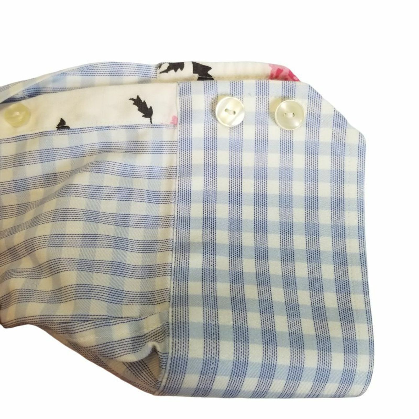 Eton Eton Mens Gingham Dress Shirt Floral Cuffs 42 Formal Wedding Size US XS / EU 42 / 0 - 4 Thumbnail