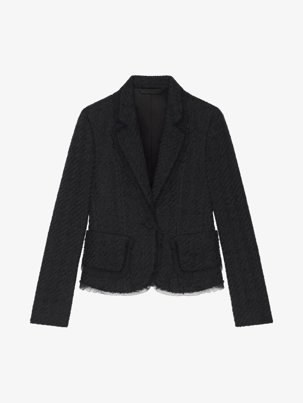 o1w1db10325 Tweed Froufrou Jacket in Black