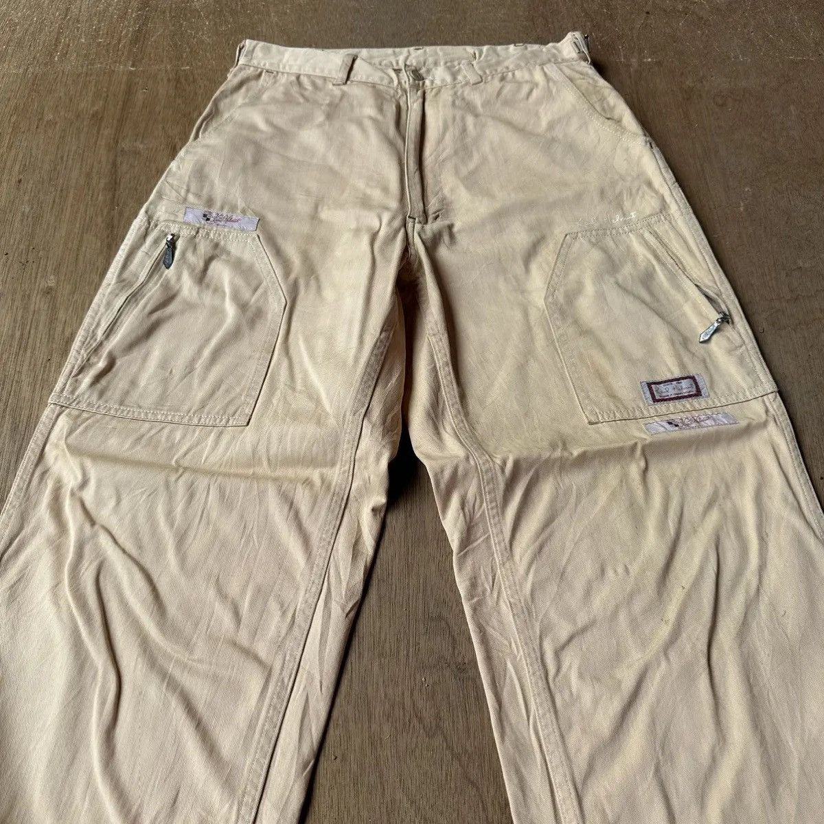 Karl Helmut W29 L31🔥VINTAGE KARL HELMUT PATCH WORKWEAR BAGGY MADE JAPAN Size US 29 - 5 Thumbnail