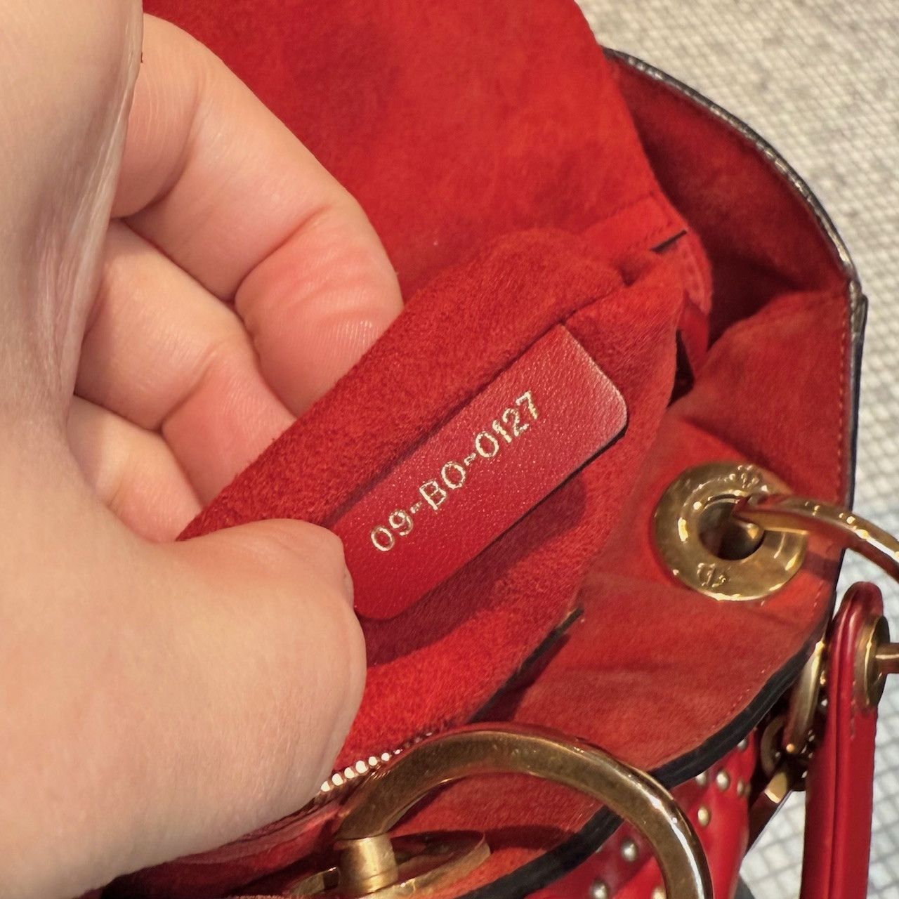 Dior Christian Dior Red Leather Gold Studded Medium Lady Dior Bag Size ONE SIZE - 16 Thumbnail