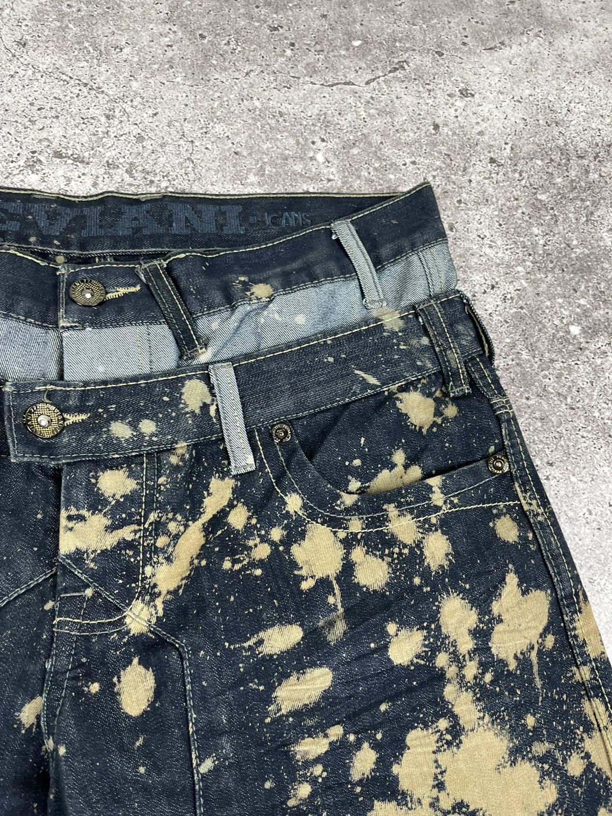 Japanese Brand Avante Garde Double Waisted Painted Denim Oants Size US 36 / EU 52 - 7 Thumbnail