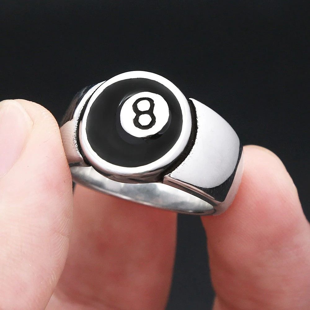 Other Stainless Steel Number Black 8 Ring Size ONE SIZE - 2 Thumbnail