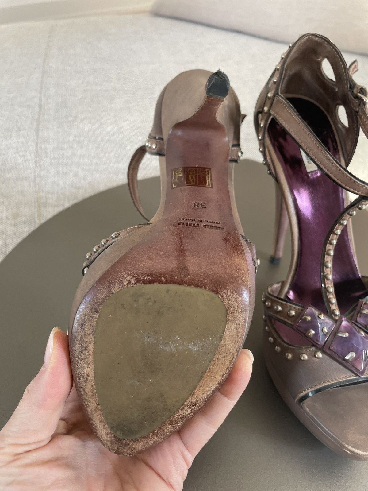 Miu Miu Miu Miu platform open toe t- strap with gemstone size 38 Size US 8 / IT 38 - 4 Thumbnail