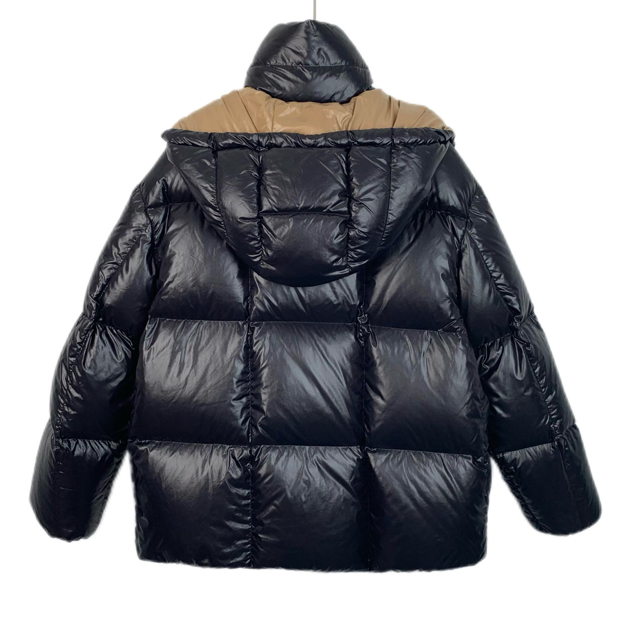 Moncler Parana Hooded Quilted Down Jacket Black Beige Size