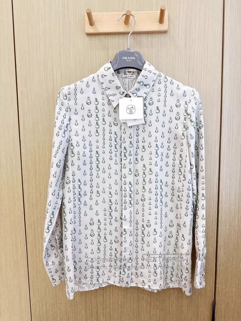 Hermes Hermes Printed Silk Shirt Classic Spring and Summer Style Size XXS / US 00 / IT 34 - 1 Thumbnail
