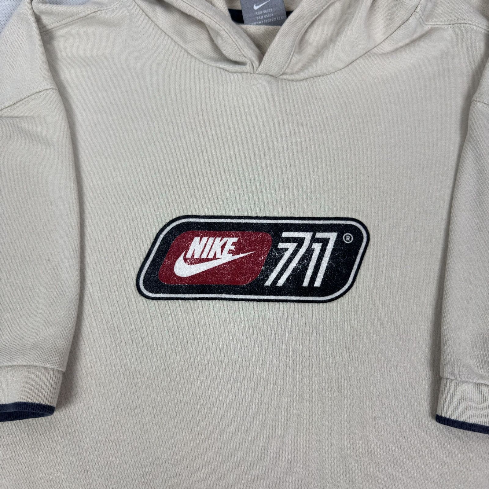 Japanese Brand × Nike × Vintage Nike 77 Mens Beige Cotton Short Sleeve Pullover Hoodie XL Size US XL / EU 56 / 4 - 4 Thumbnail