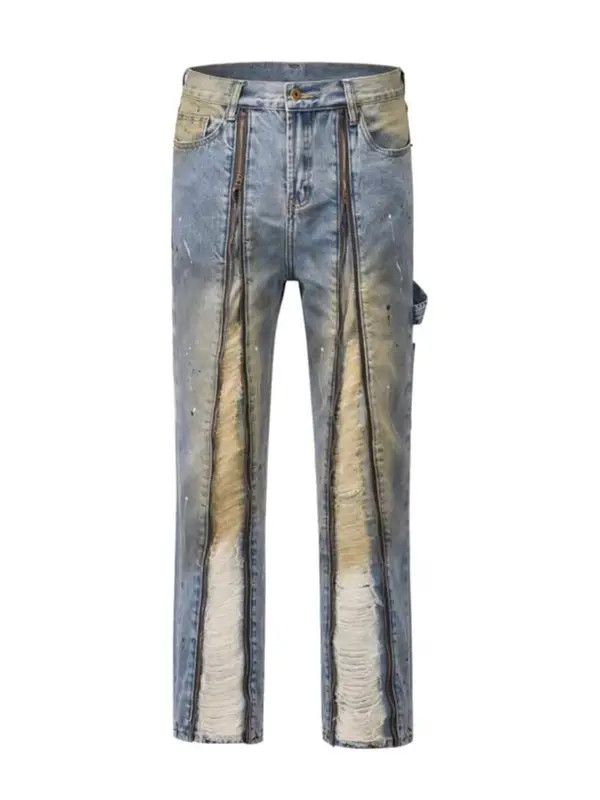 VIBE High street double zip washed distressed logging jeans Size US 32 / EU 48 - 5 Thumbnail