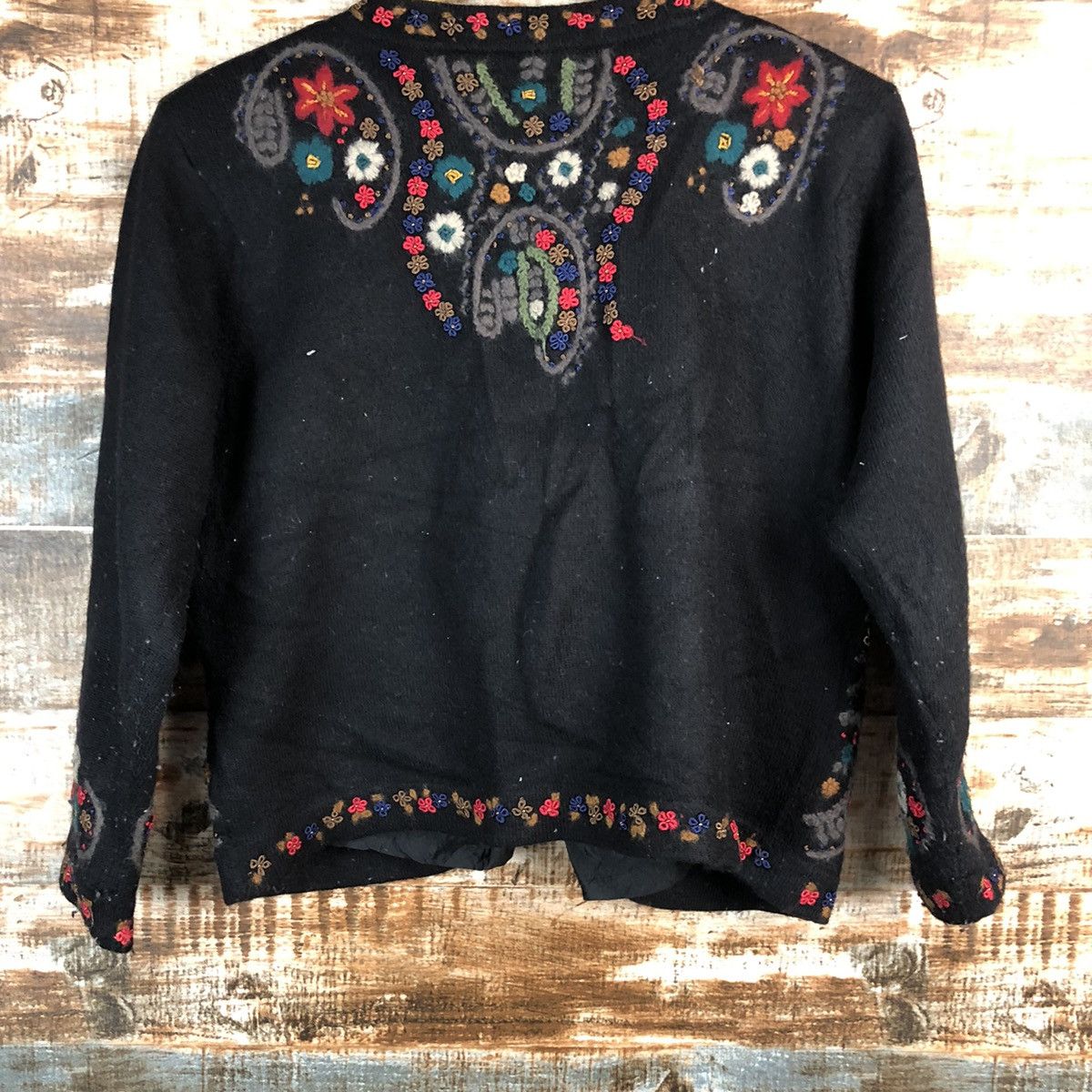 Vintage Unchipull Black Patterned knitwear Cardigans #A2326 Size S / US 4 / IT 40 - 15 Thumbnail