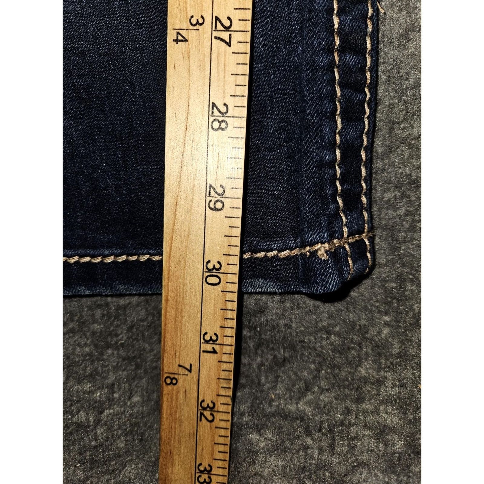 Vintage Amethyst Jeans Juniors 7 Dark Wash Low Rise Bootcut Stretch Rhinestone Pockets Jeans Women's/Teens Size 28" / US 6 / IT 42 - 6 Thumbnail