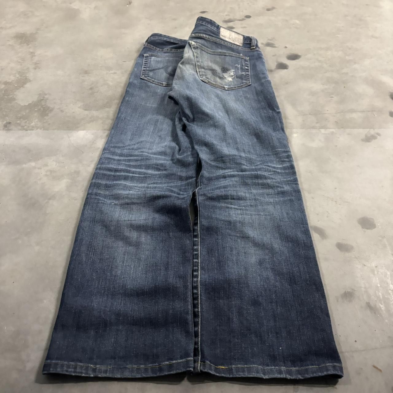 Vintage Crazy Vintage Y2K/2000s Grunge Faded Dark Wash Paint Splatter Denim Jeans! 34x30 Size US 34 / EU 50 - 4 Thumbnail