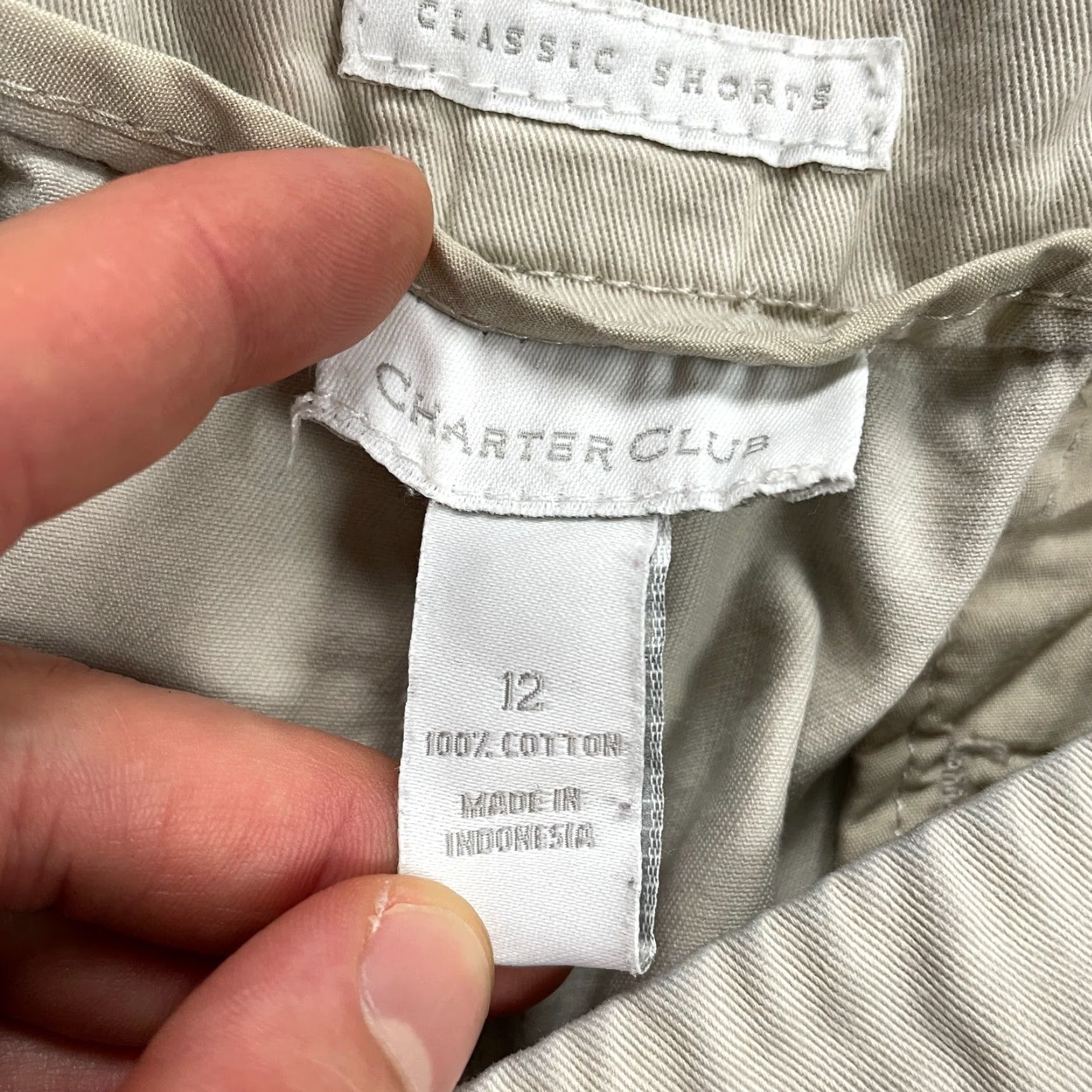 Charter Club VINTAGE Charter Club Chino Shorts Womens 12 Beige Cotton Casual Mid Rise 8.5 Inseam Size 34" / US 12 / IT 48 - 5 Thumbnail