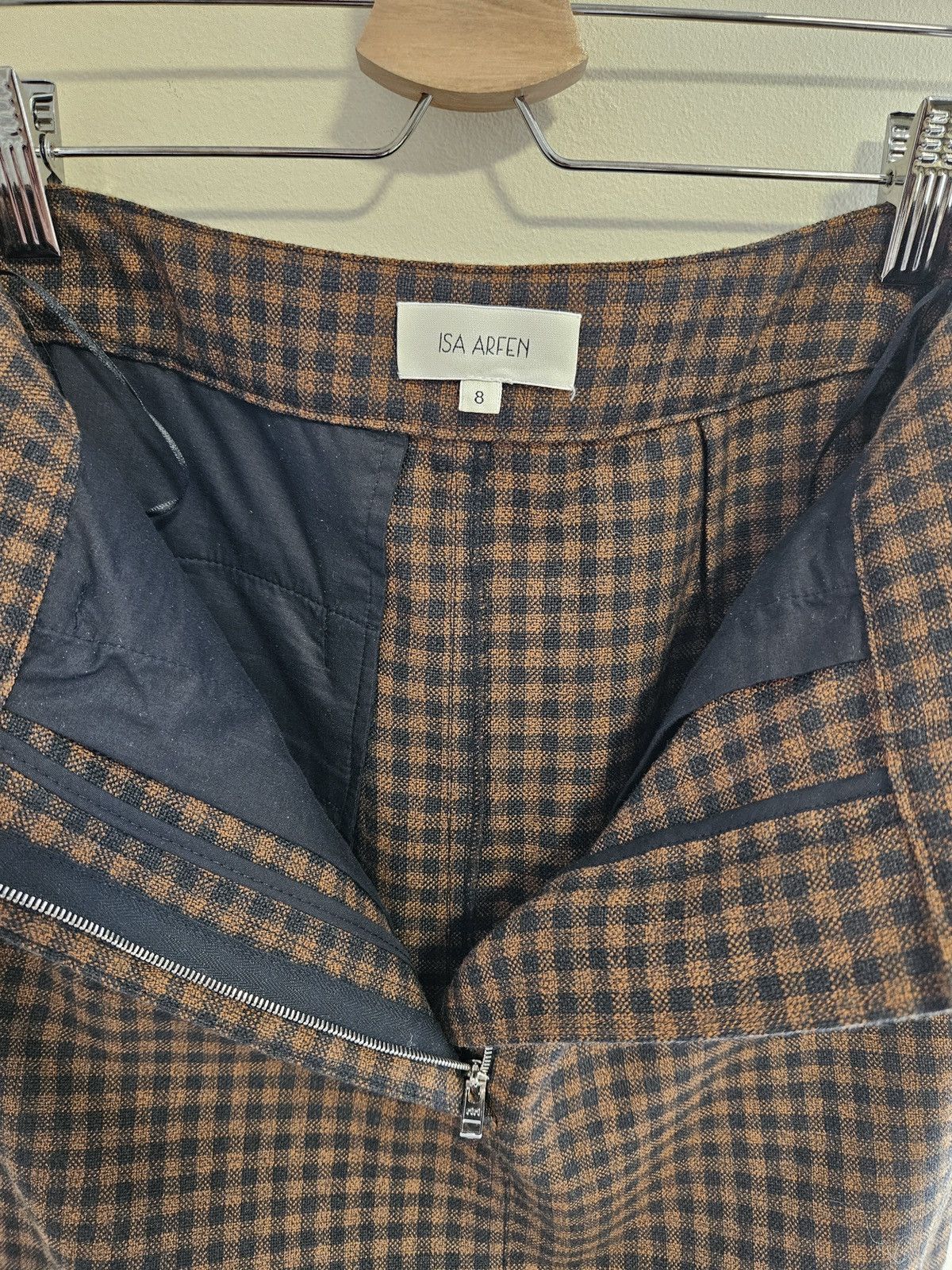 Isa Arfen 2016 ISA ARFEN 100%Virgin Wool Plaid Elegant Pencil Skirt Size 27" / US 4 / IT 40 - 15 Thumbnail