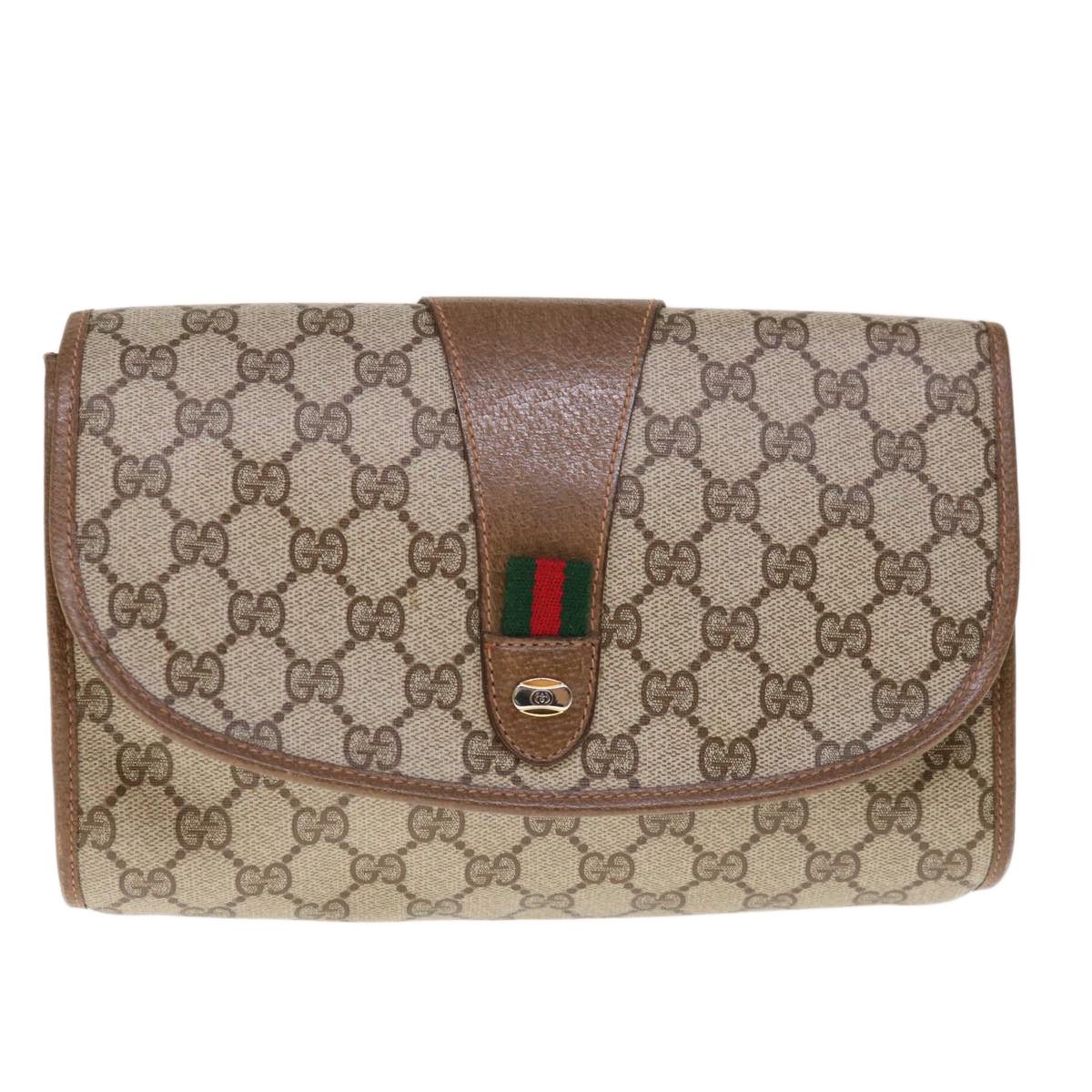 Gucci Gg Supreme Brown Canvas Clutch Bag (Pre-Owned) Size ONE SIZE - 1 Thumbnail