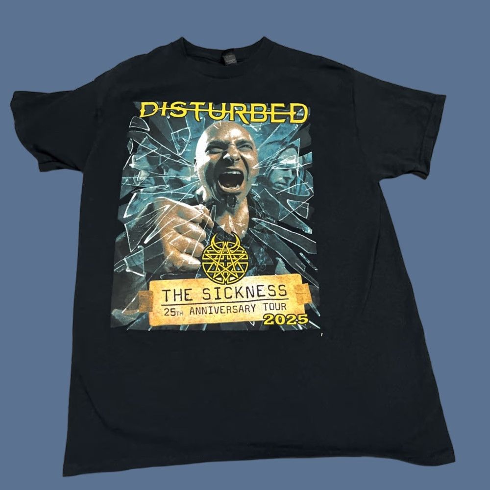 Vintage Disturbed The Sickness 25th Anniversary Tour Graphic Band T Shirt Medium Mens Black Cotton Crew Neck Short Sleeve Suna Vintage No Size US M / EU 48-50 / 2 - 1 Thumbnail